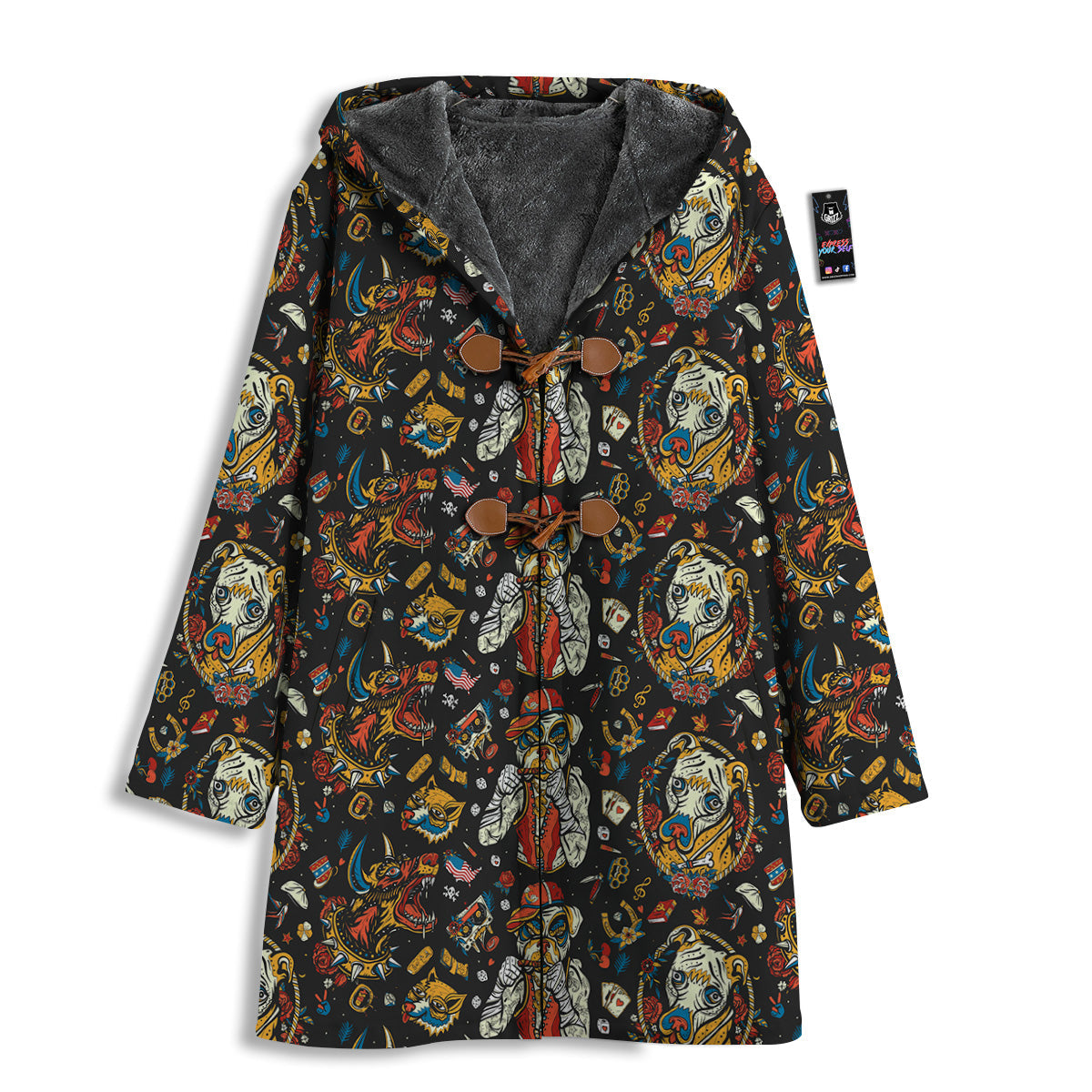 Dogs Old School Tattoo Print Pattern Men's Windbreaker Jacket-grizzshop