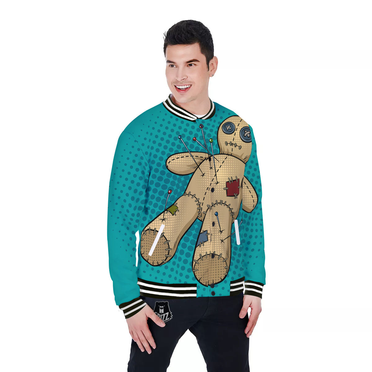 Doll Voodoo Print Baseball Jacket-grizzshop