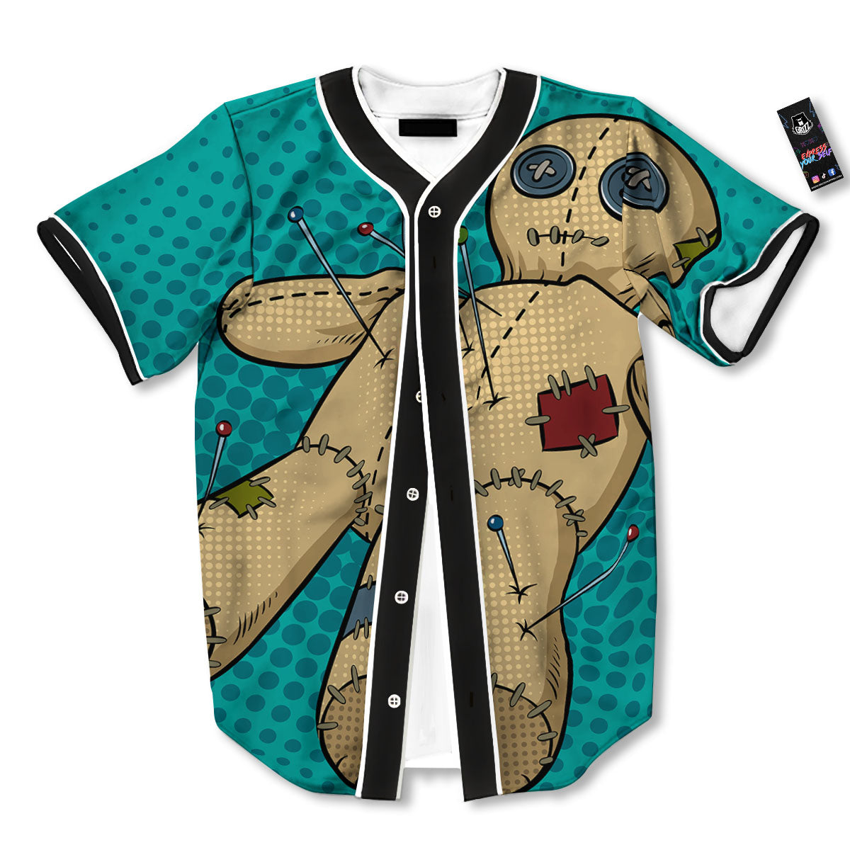Doll Voodoo Print Baseball Jersey-grizzshop