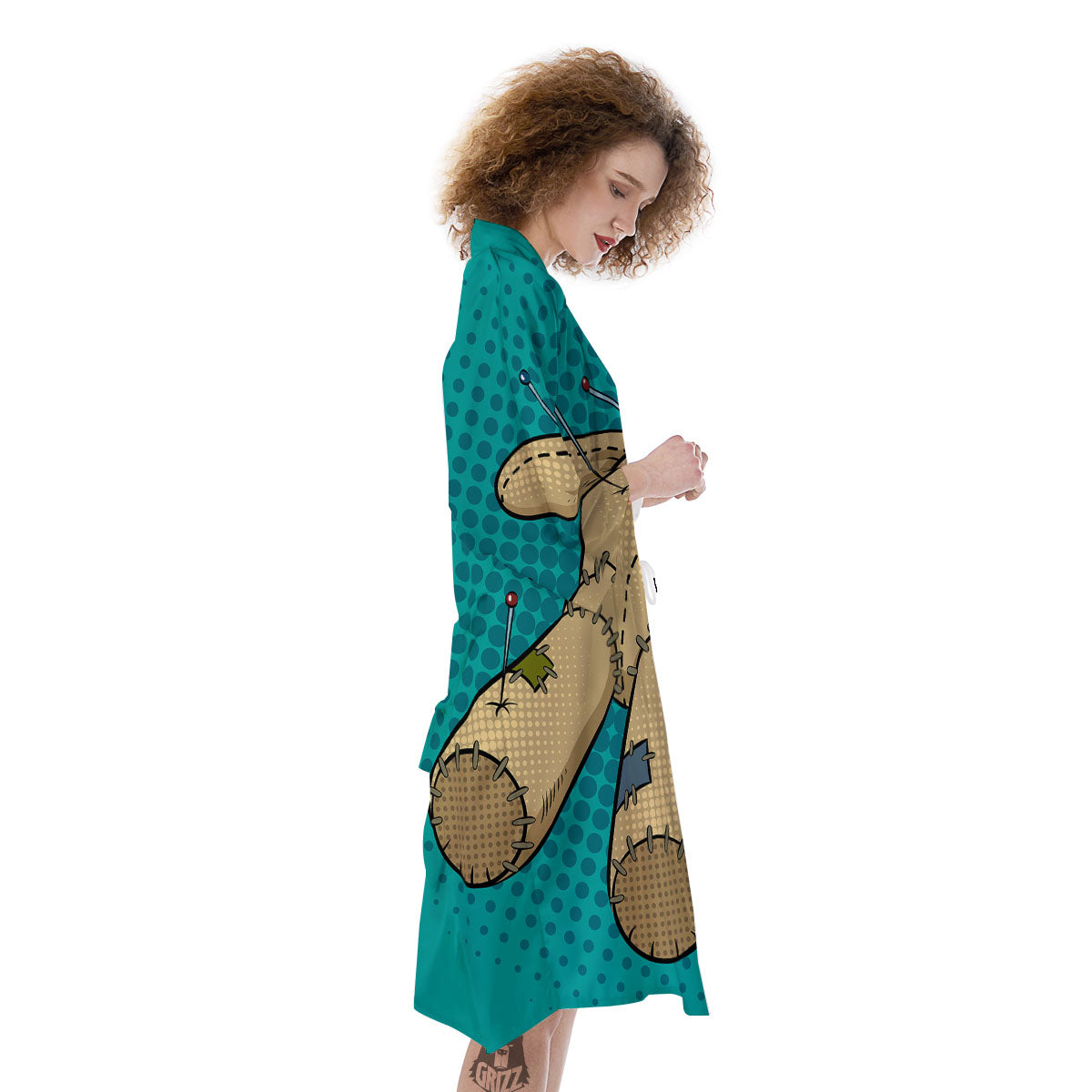 Doll Voodoo Print Kimono-grizzshop