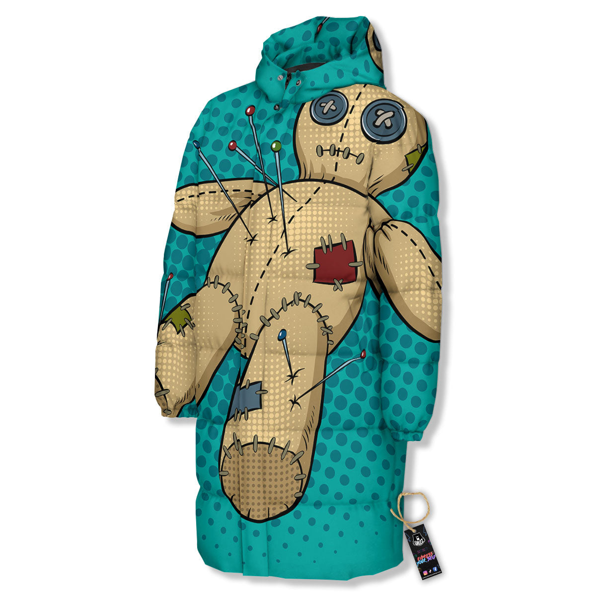 Doll Voodoo Print Long Down Jacket-grizzshop