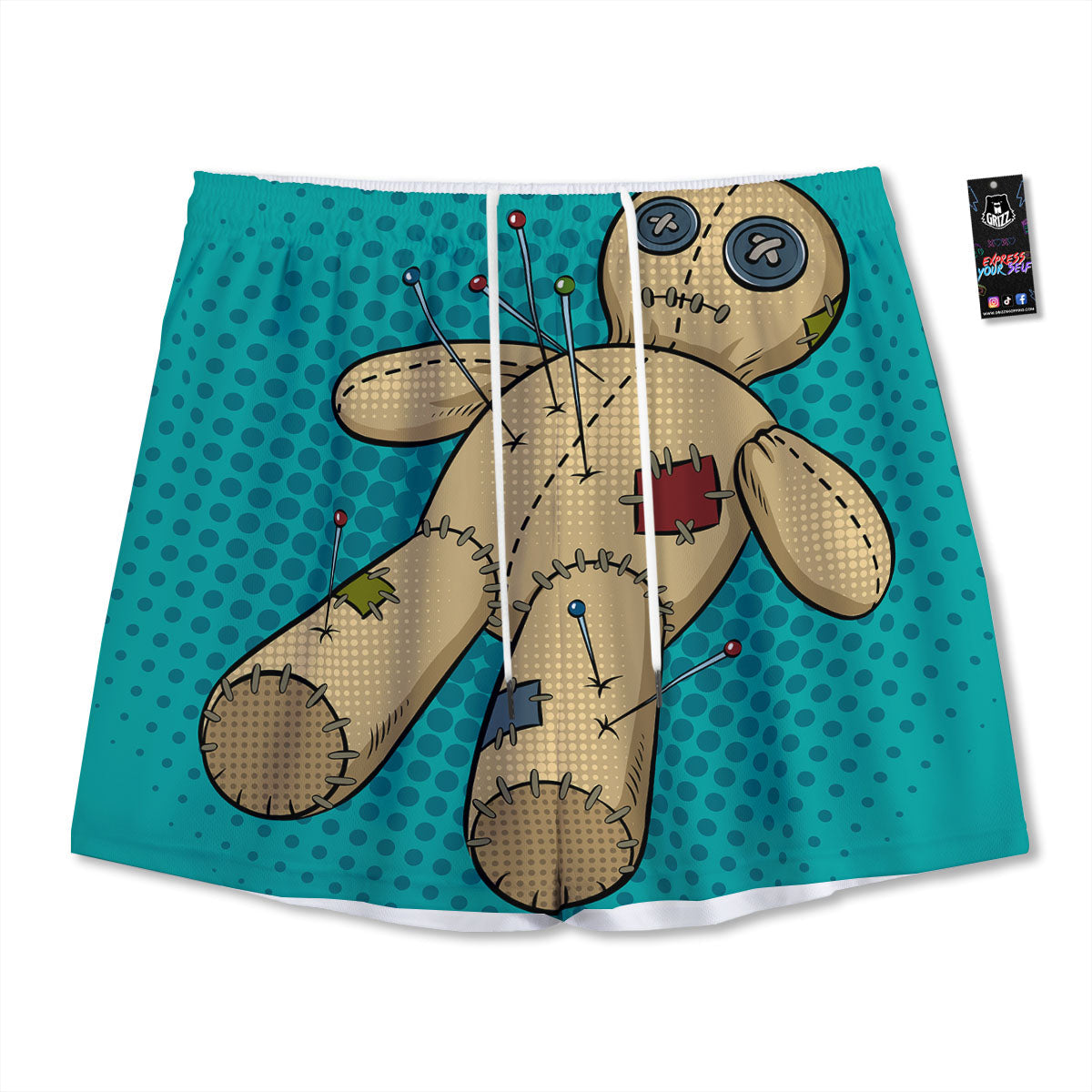 Doll Voodoo Print Mesh Shorts-grizzshop