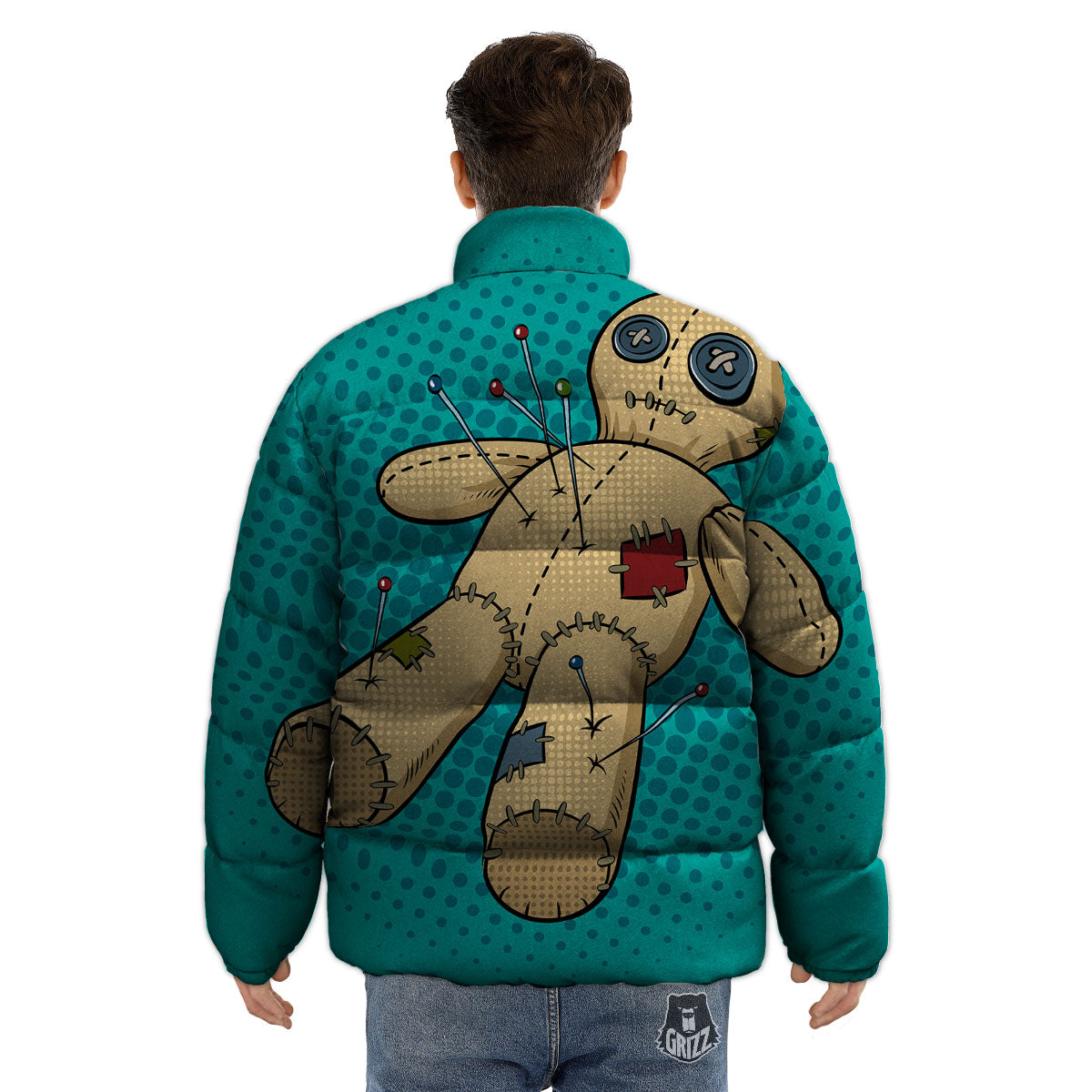 Doll Voodoo Print Puffer Jacket-grizzshop