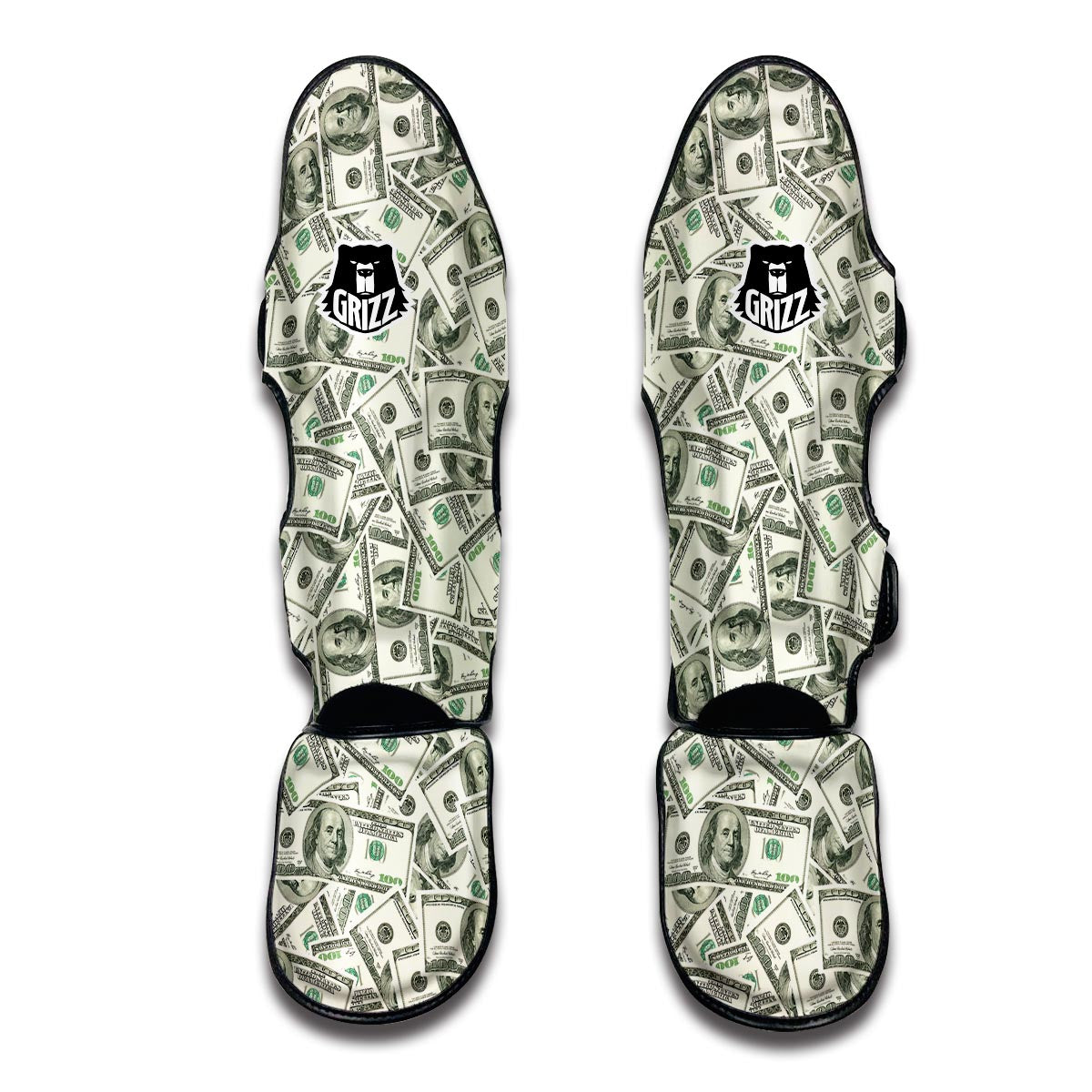 Dollar Money Pattern Print Muay Thai Shin Guards-grizzshop