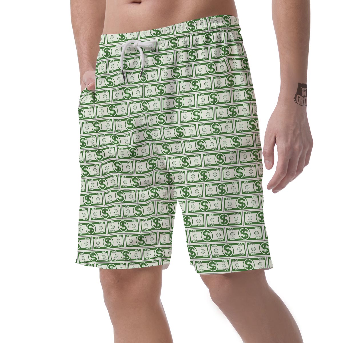 Dollar Money Print Pattern Men's Shorts-grizzshop