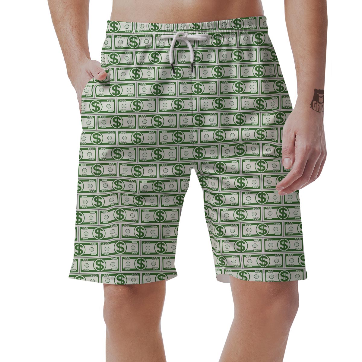 Dollar Money Print Pattern Men's Shorts-grizzshop