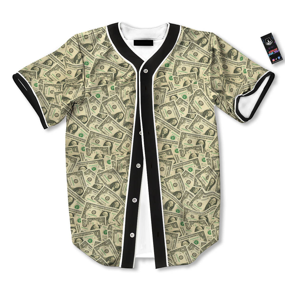 Dollars Vintagecolor Print Baseball Jersey-grizzshop