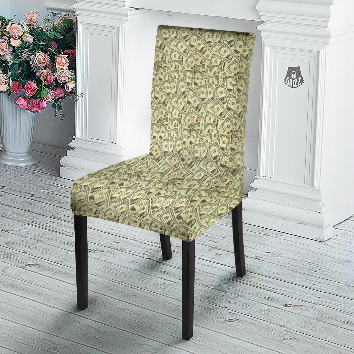 Dollars Vintagecolor Print Dining Chair Slipcover-grizzshop