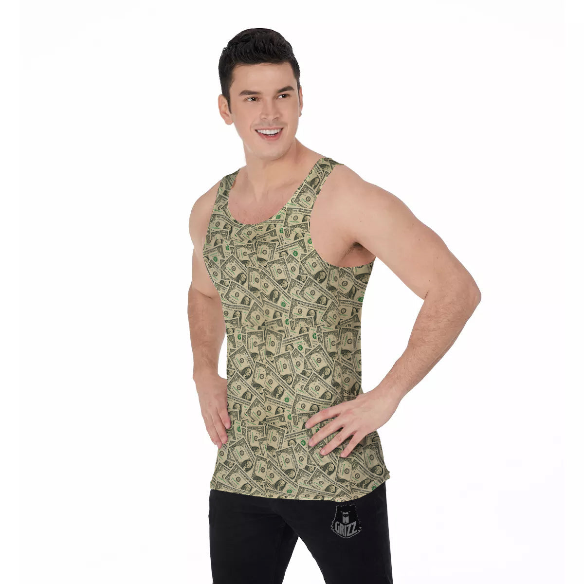 Dollars Vintagecolor Print Men's Tank Top-grizzshop