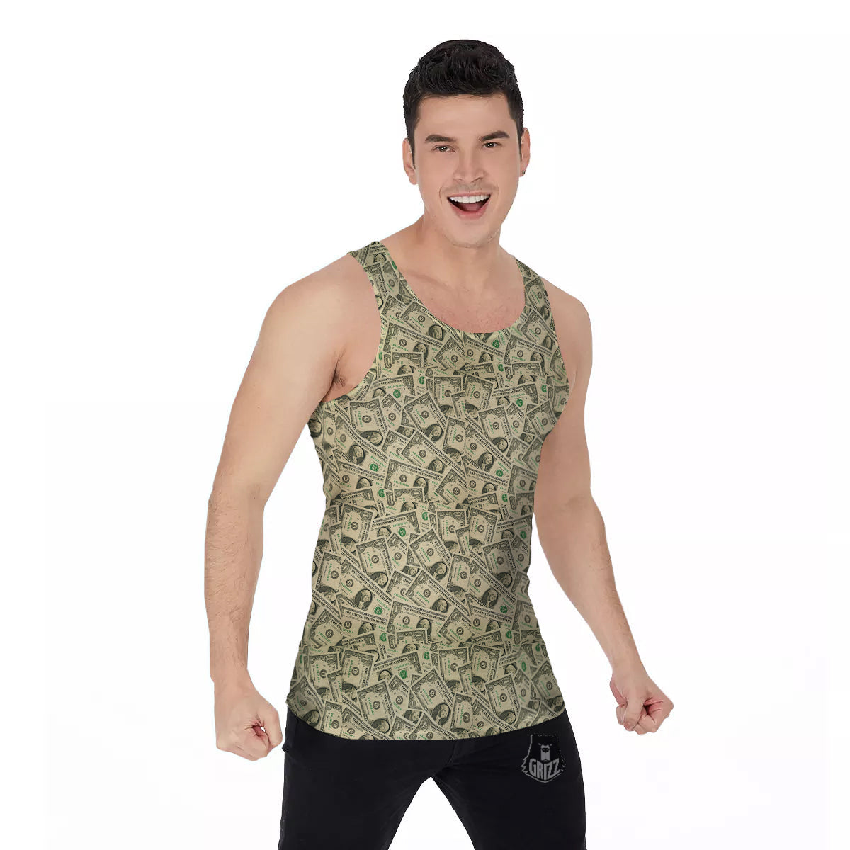 Dollars Vintagecolor Print Men's Tank Top-grizzshop