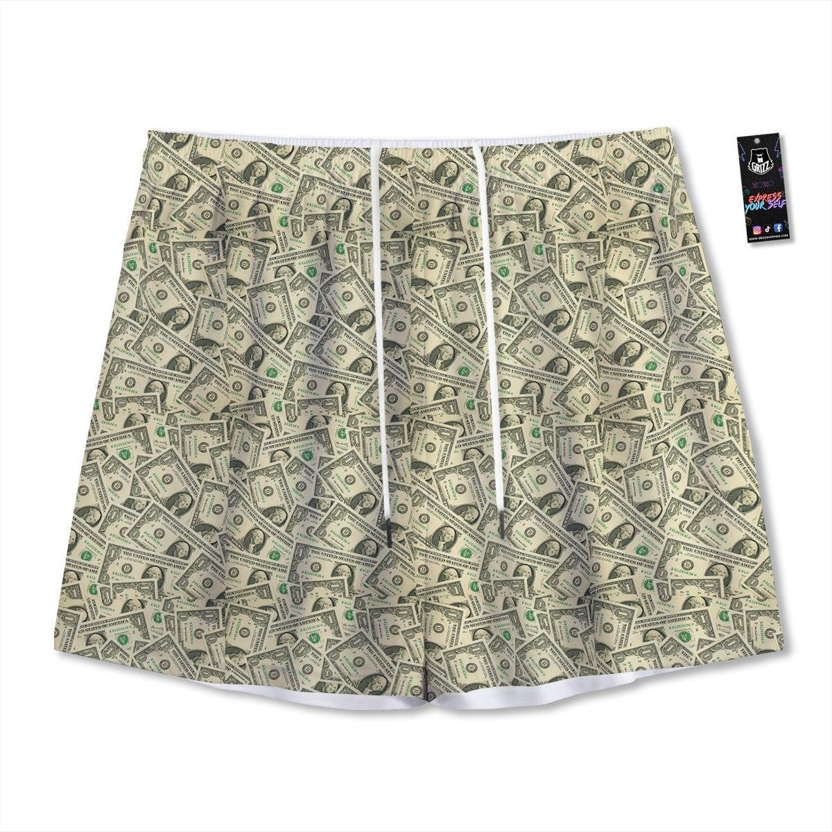 Green Dragon Scales Print Pattern Mesh Shorts