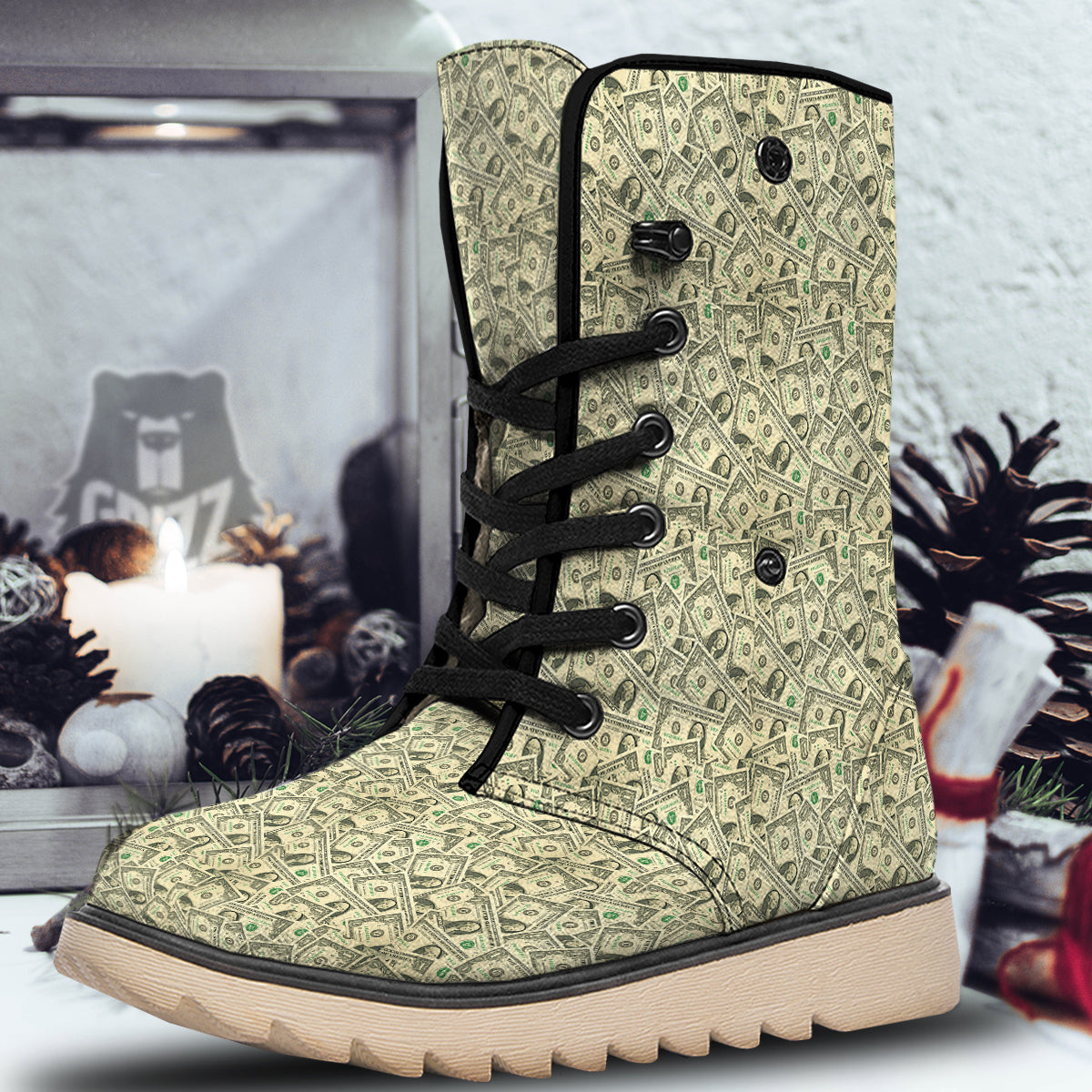 Dollars Vintagecolor Print Snow Boots-grizzshop