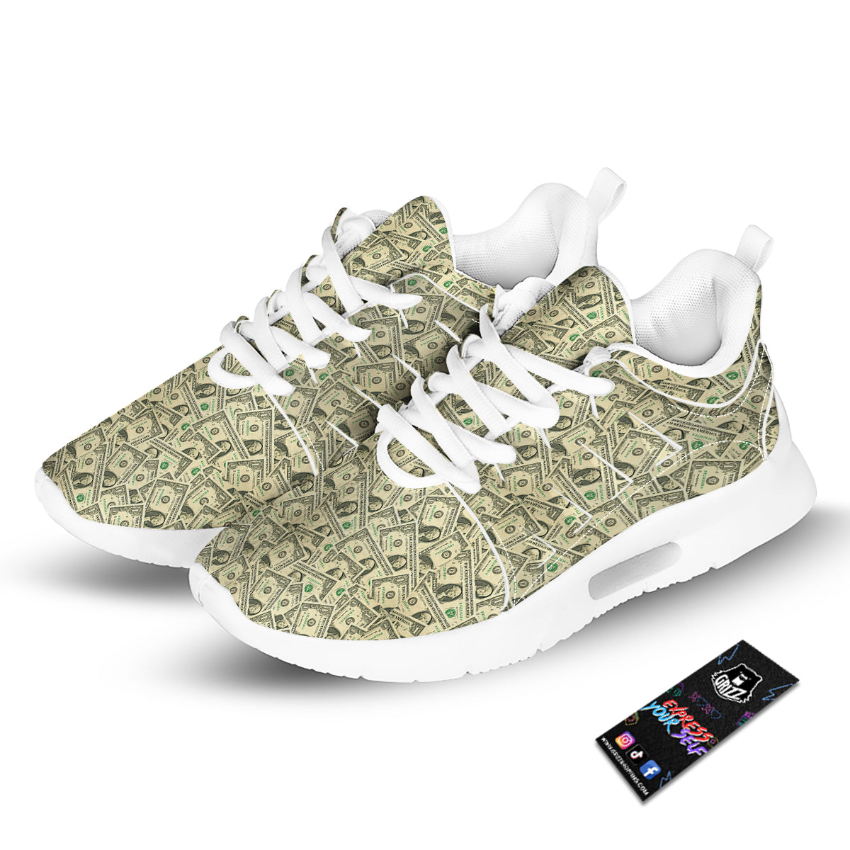 Dollars Vintagecolor Print Tennis Shoes-grizzshop