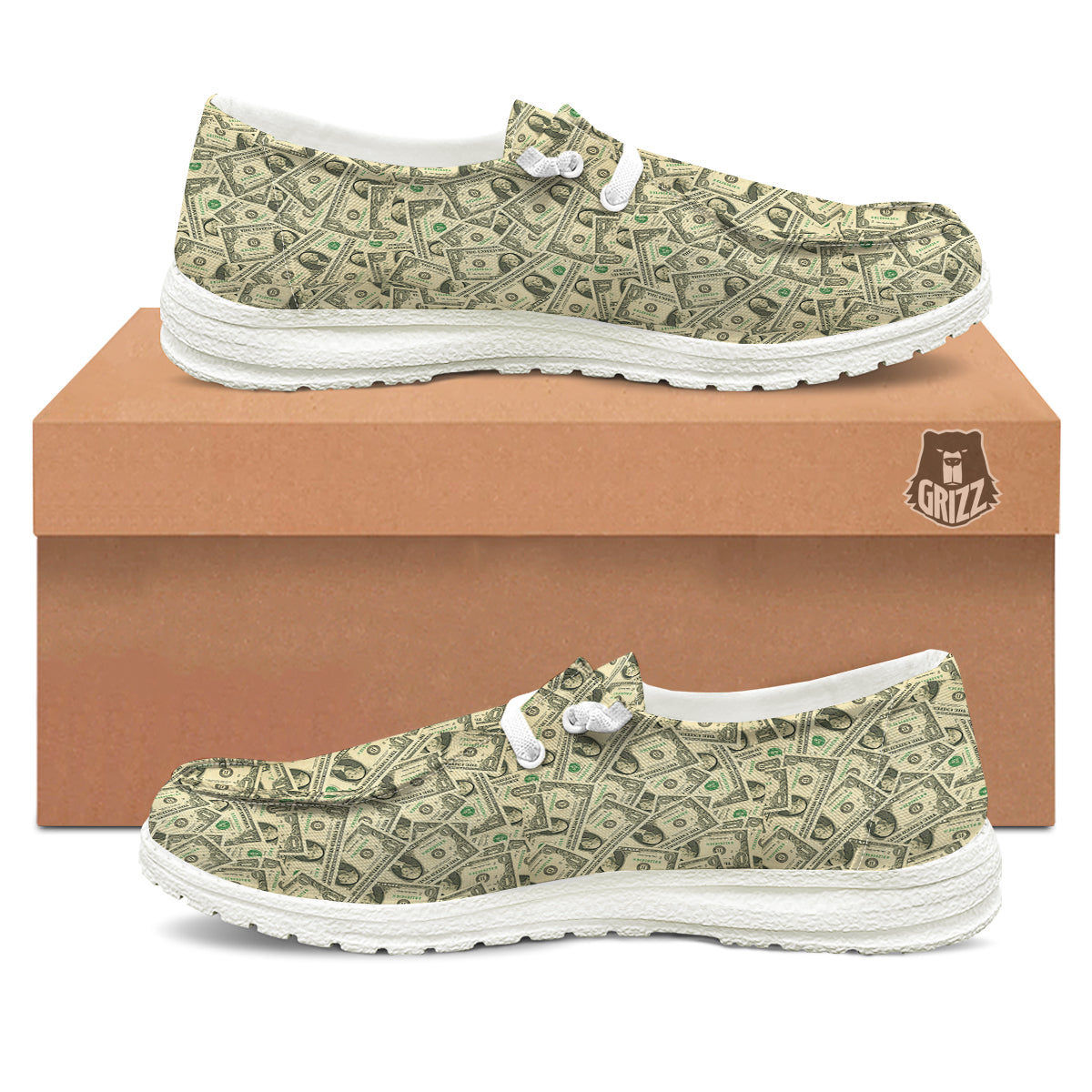 Dollars Vintagecolor Print White Loafers-grizzshop