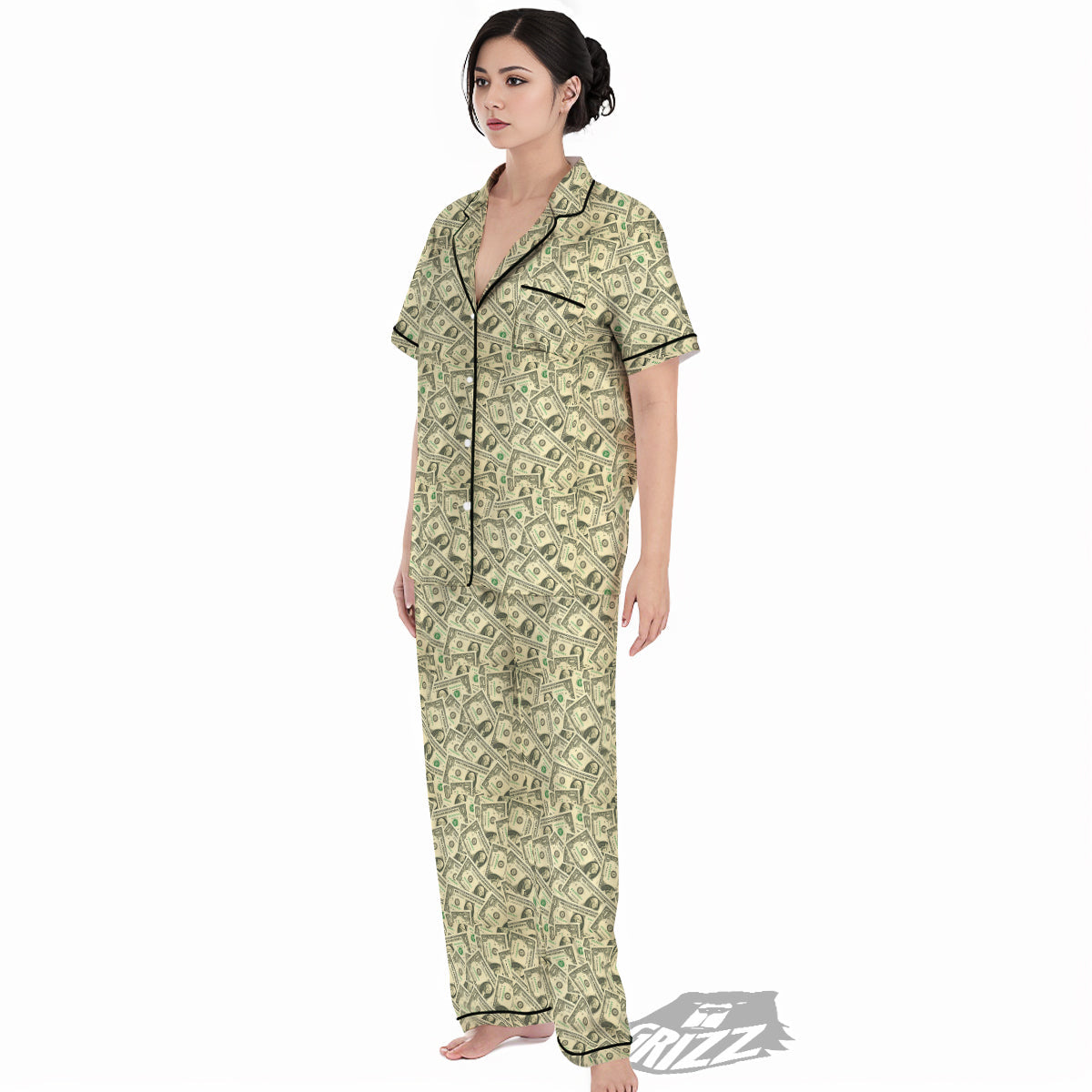 Dollars Vintagecolor Print Women's Pajamas Set-grizzshop