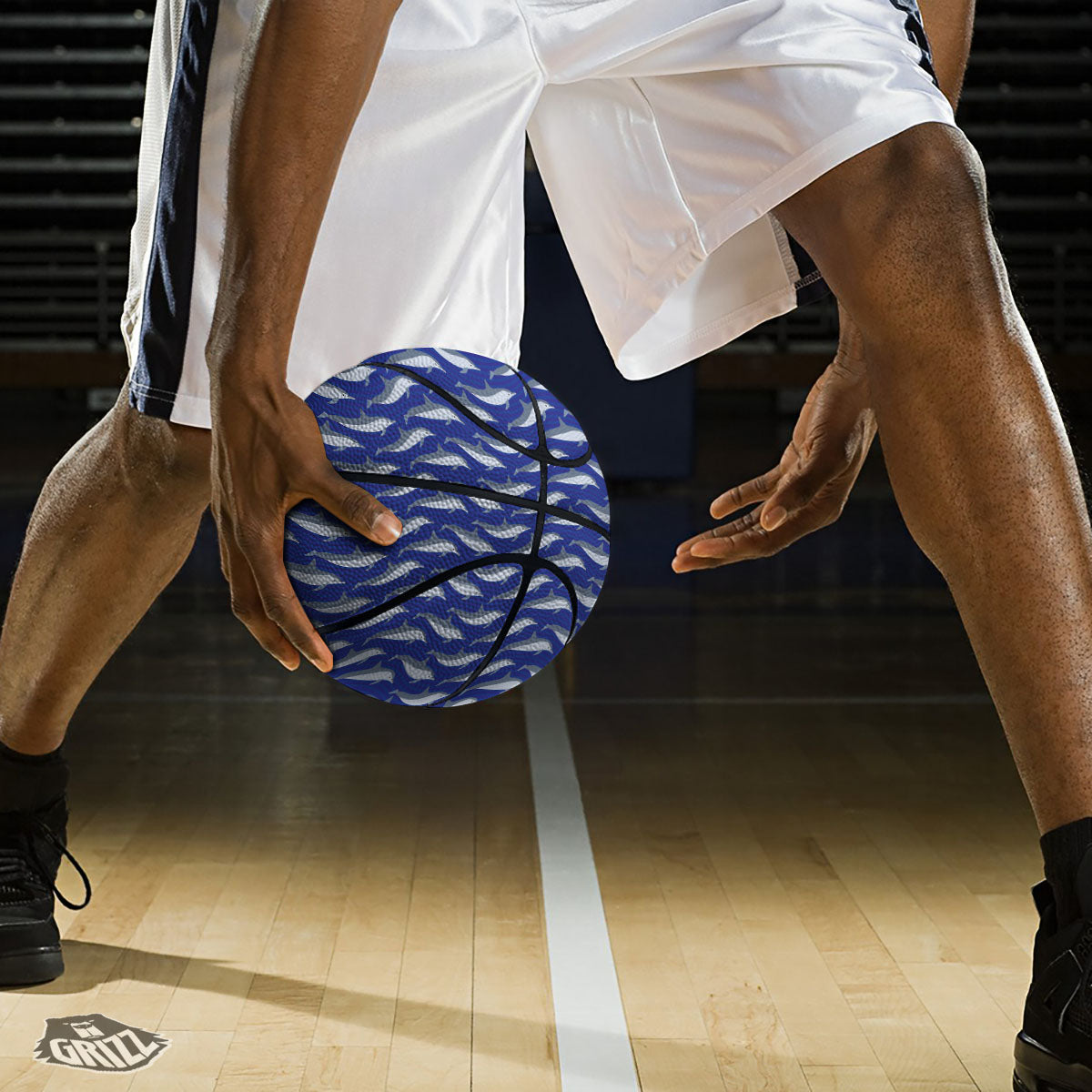 Dolphin And Waves Print Pattern Basketball-grizzshop
