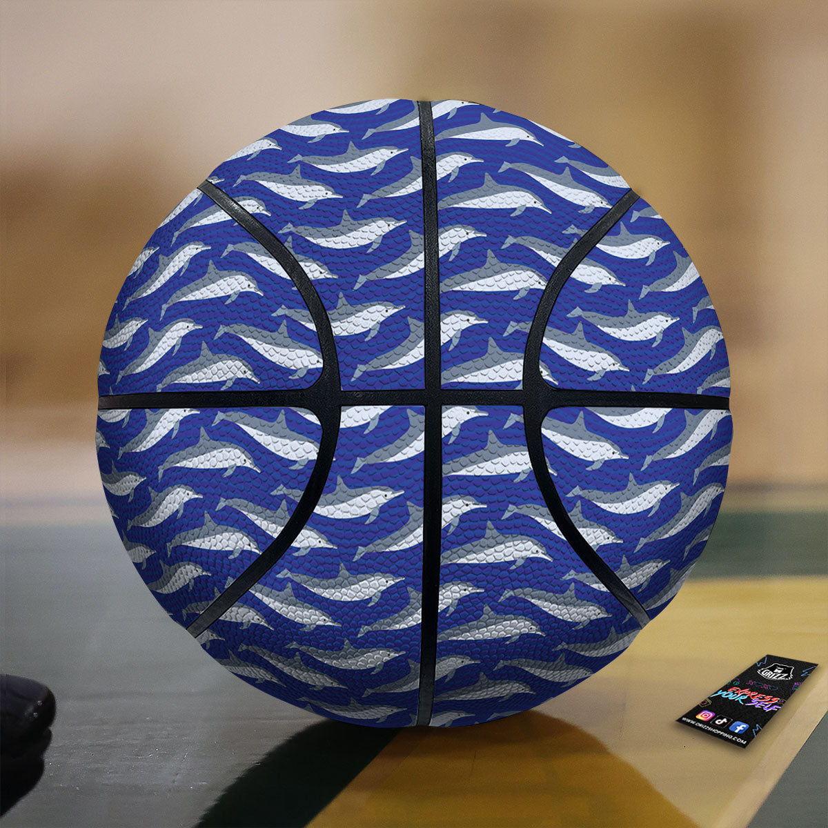 Dolphin And Waves Print Pattern Basketball-grizzshop