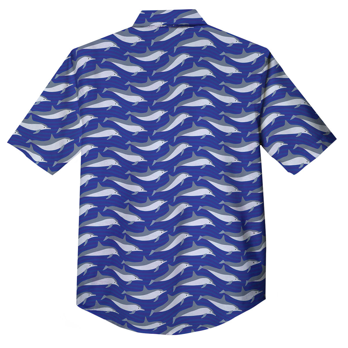 Dolphin And Waves Print Pattern Button Up Shirt-grizzshop