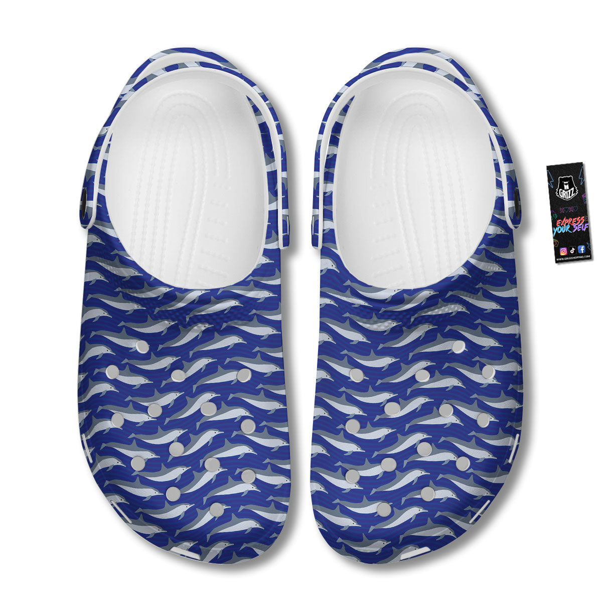 Dolphin And Waves Print Pattern Clog-grizzshop