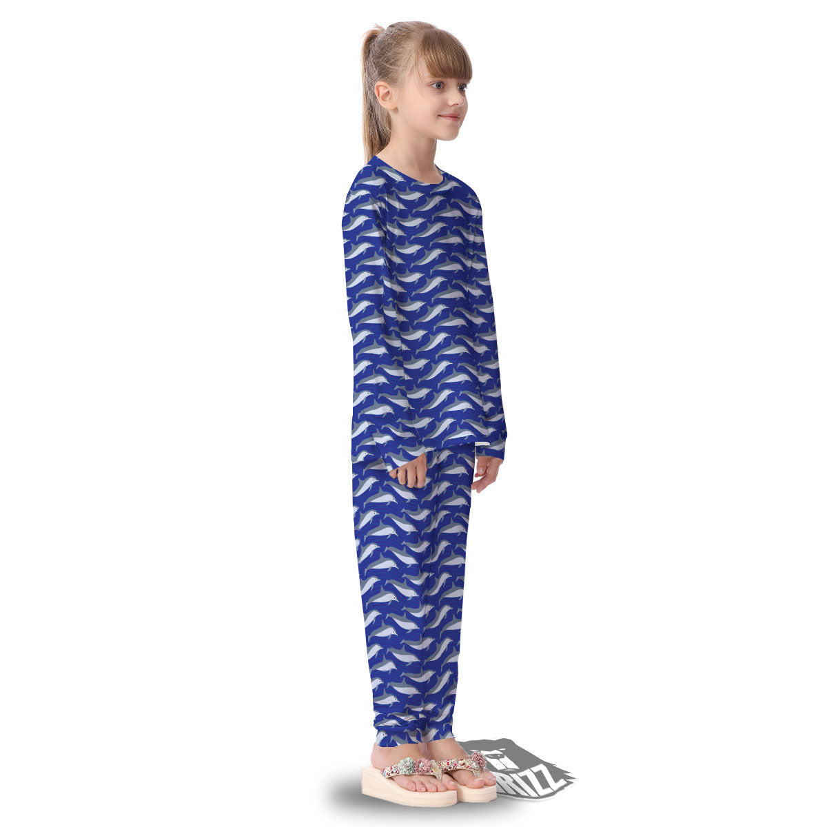 Dolphin And Waves Print Pattern Kid's Pajamas-grizzshop