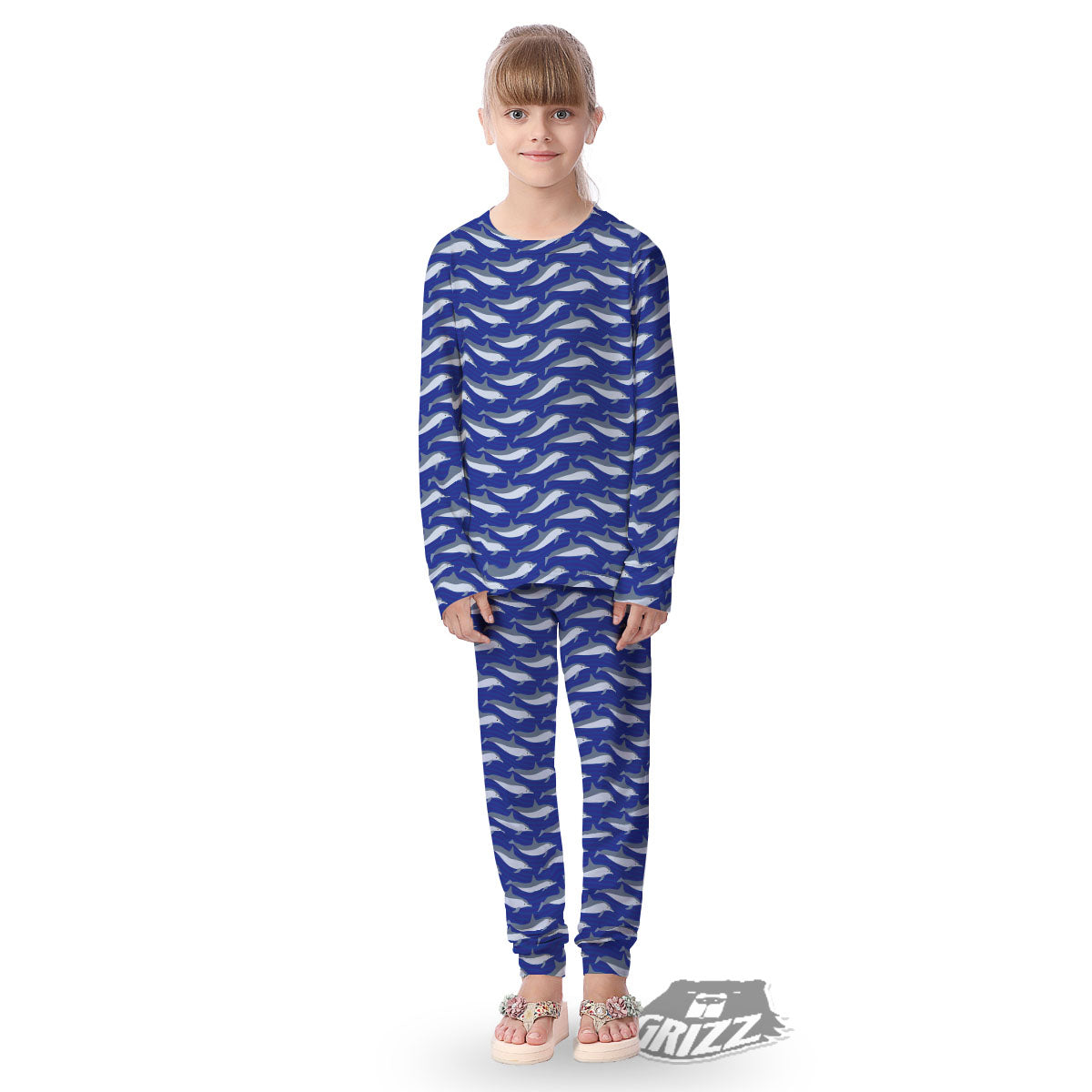 Dolphin And Waves Print Pattern Kid's Pajamas-grizzshop
