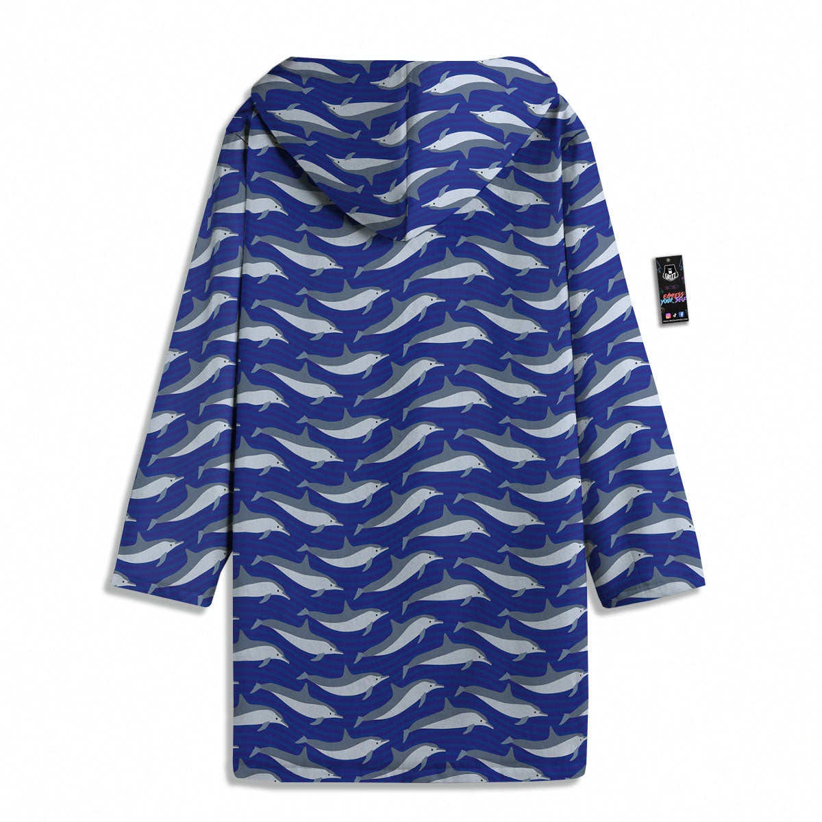Dolphin And Waves Print Pattern Men's Windbreaker Jacket-grizzshop