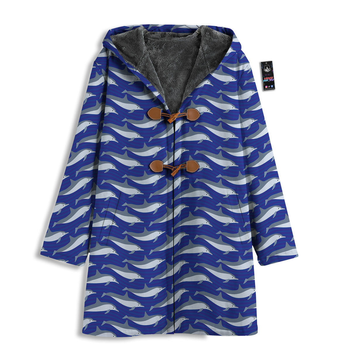 Dolphin And Waves Print Pattern Men's Windbreaker Jacket-grizzshop