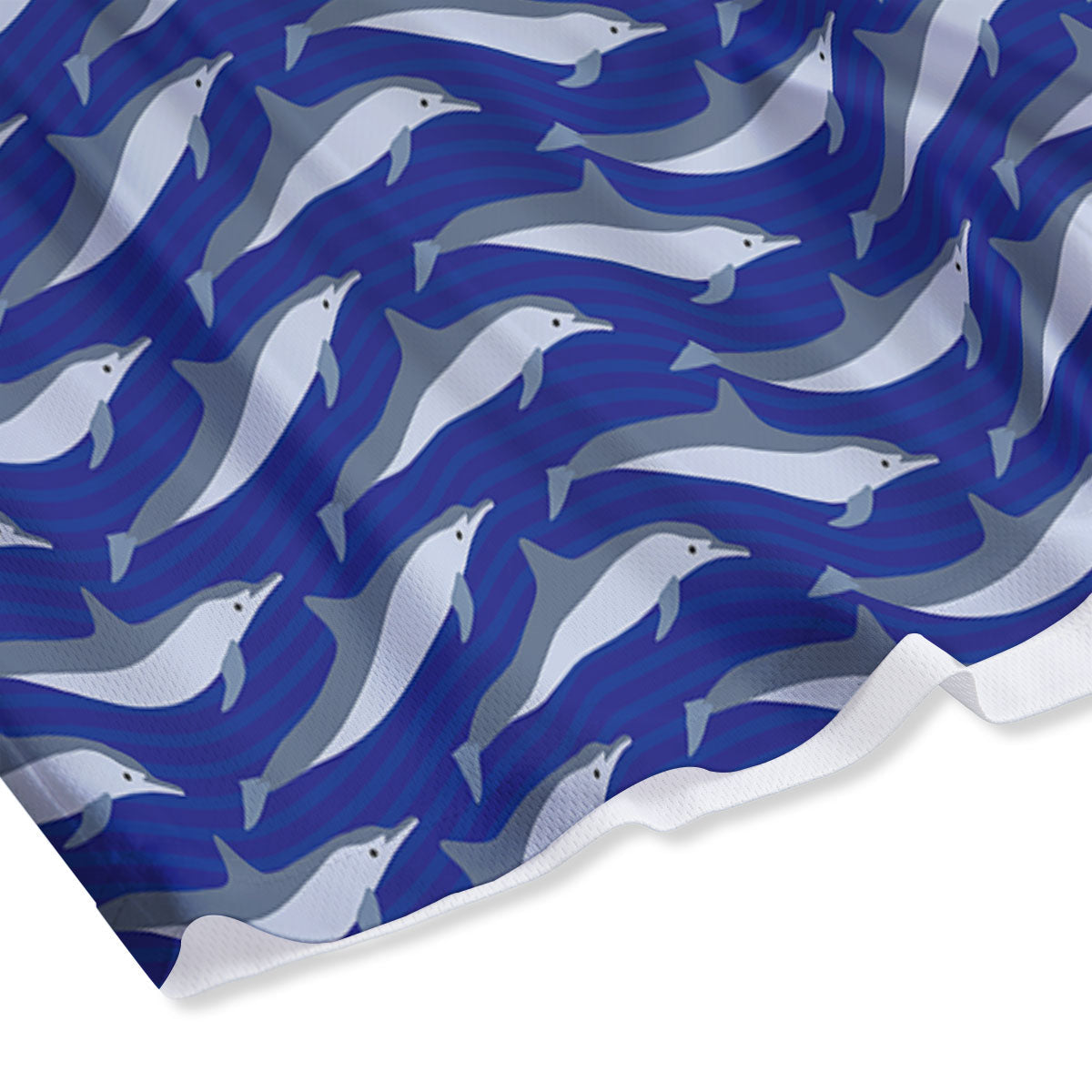 Dolphin And Waves Print Pattern Mesh Shorts