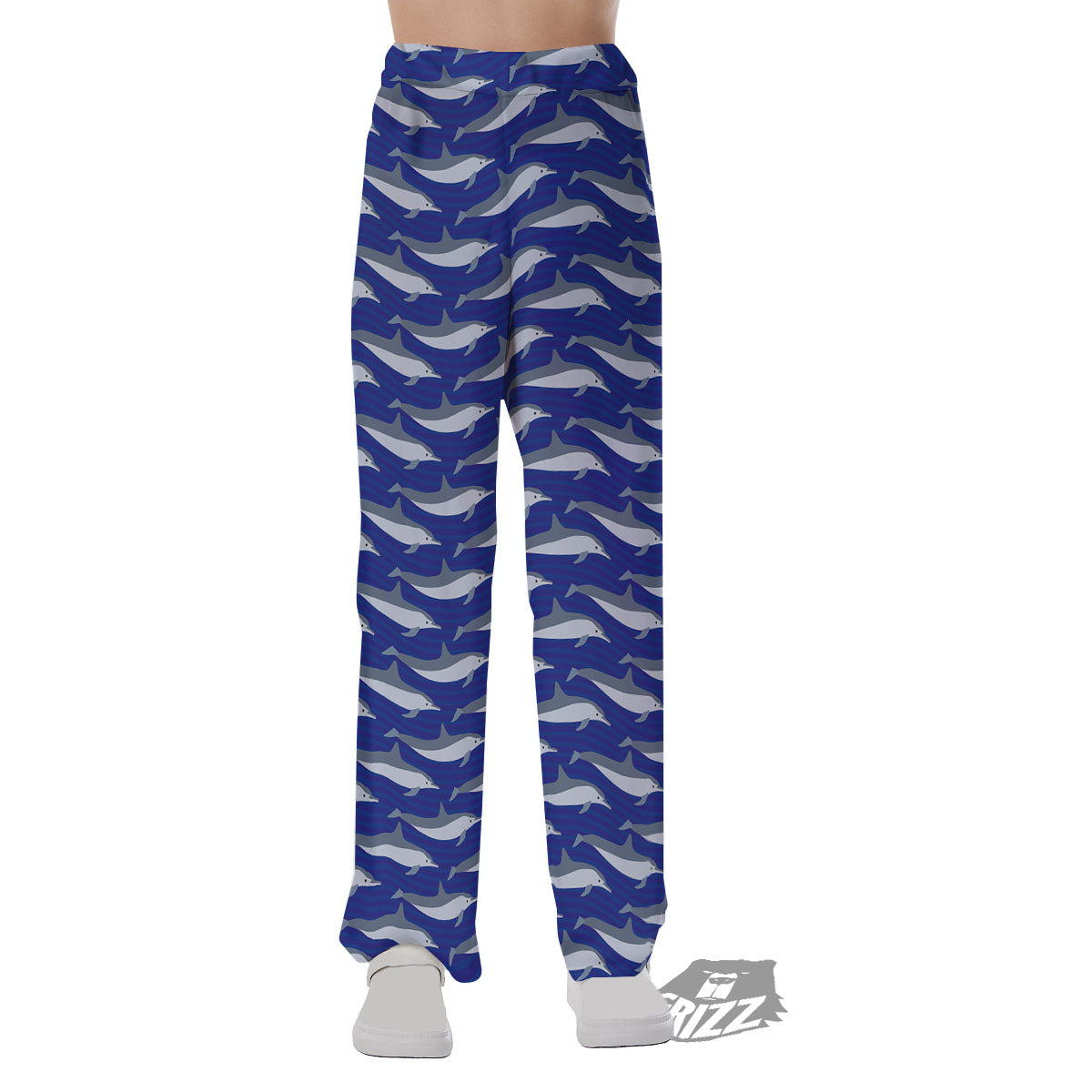 Dolphin And Waves Print Pattern Pajama Pants-grizzshop