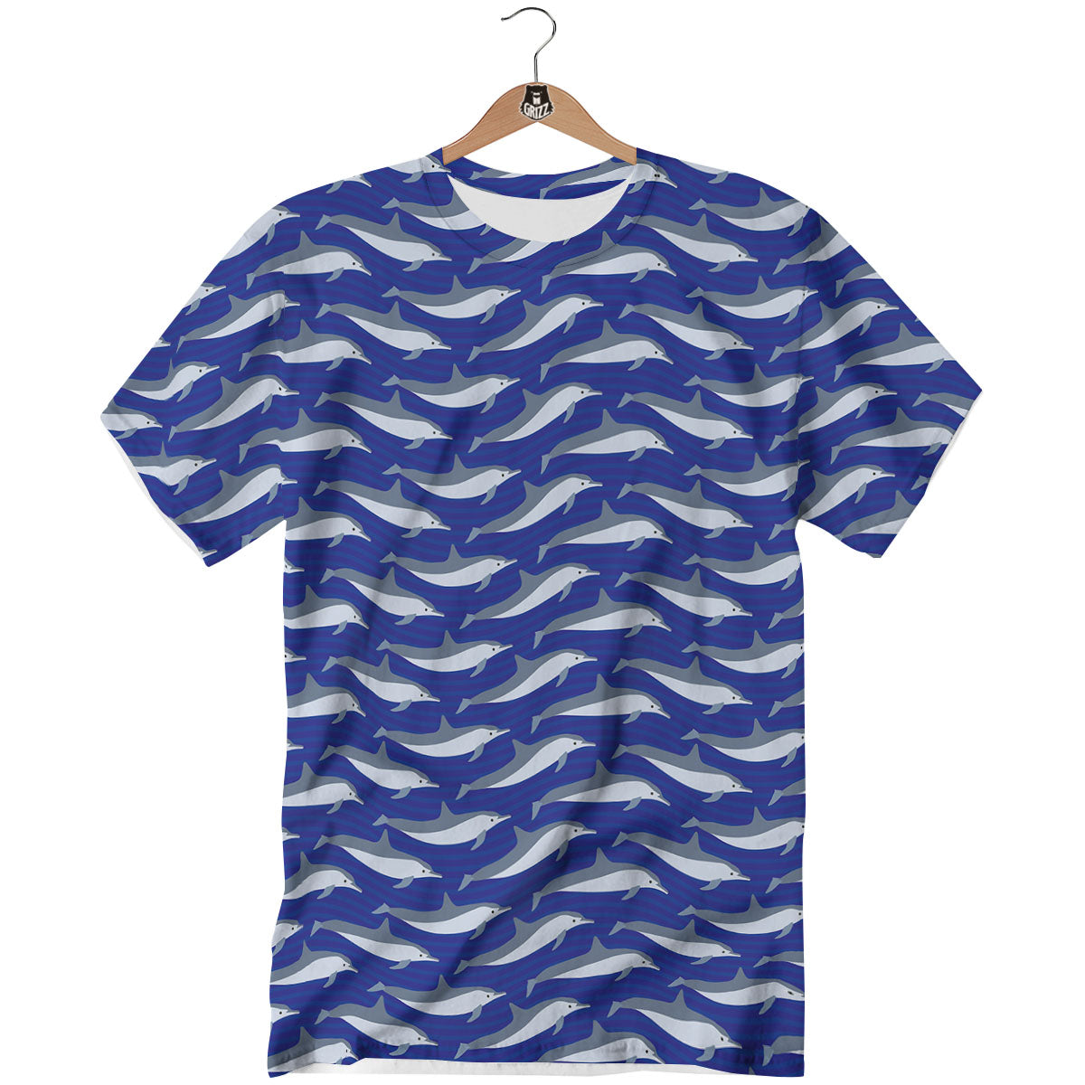 Dolphin And Waves Print Pattern T-Shirt-grizzshop