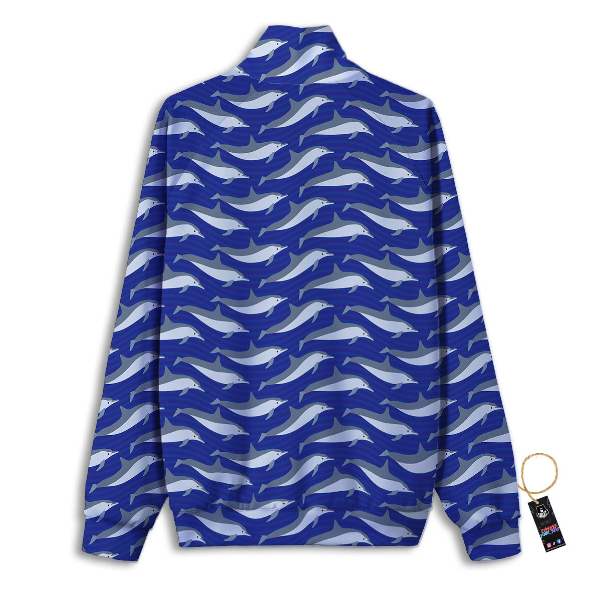 Dolphin And Waves Print Pattern Track Jacket-grizzshop