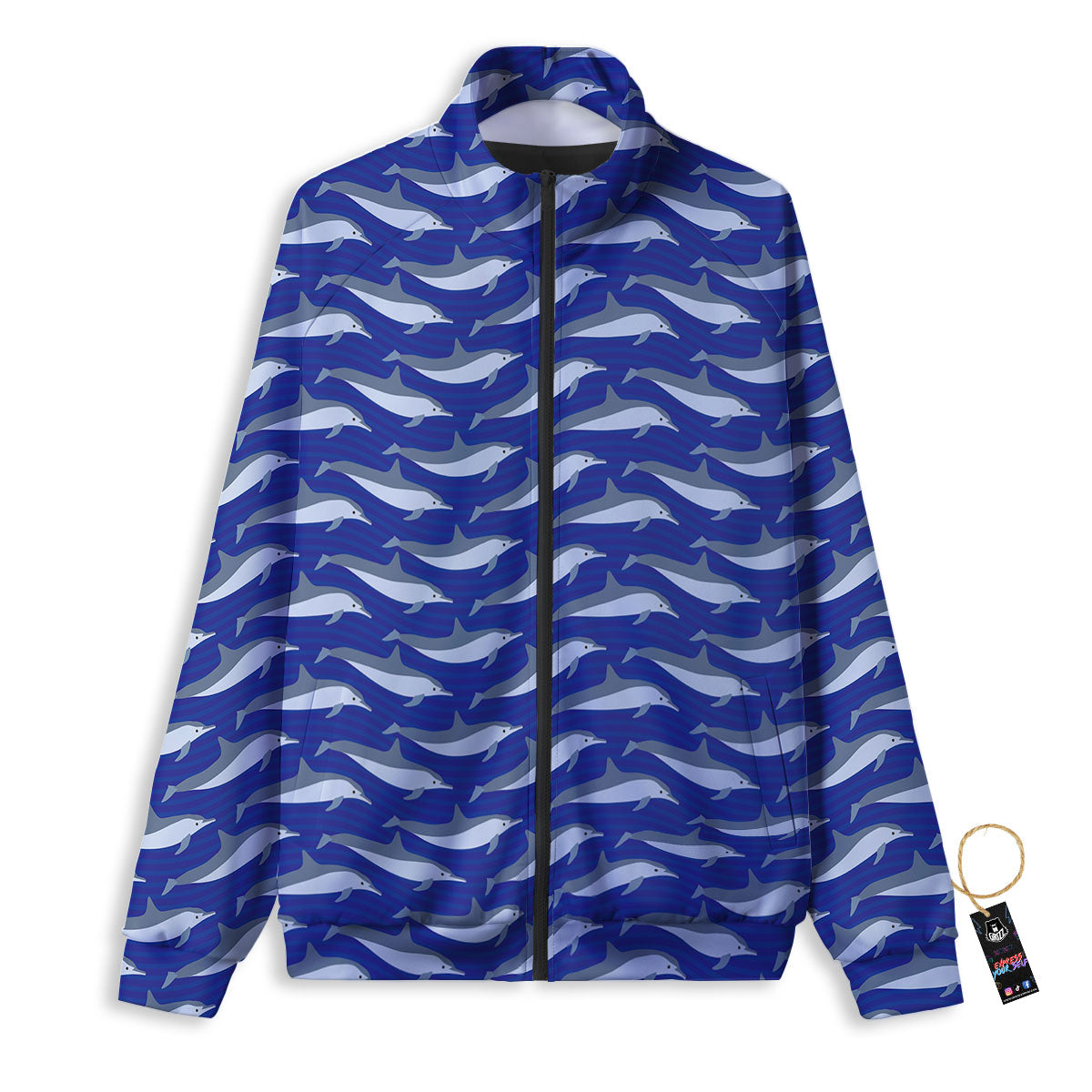 Dolphin And Waves Print Pattern Track Jacket-grizzshop