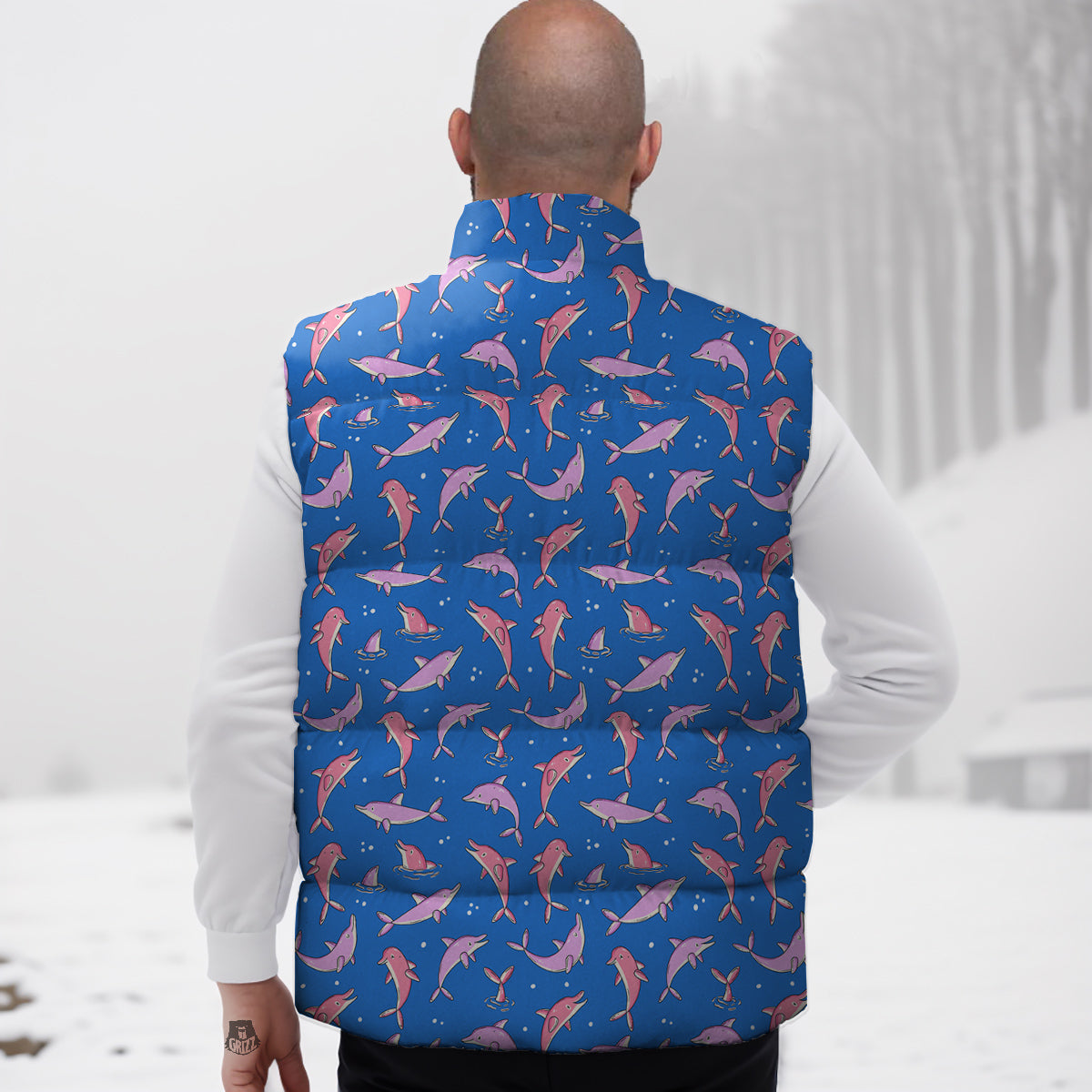 Dolphin Colorful Print Pattern Down Vest