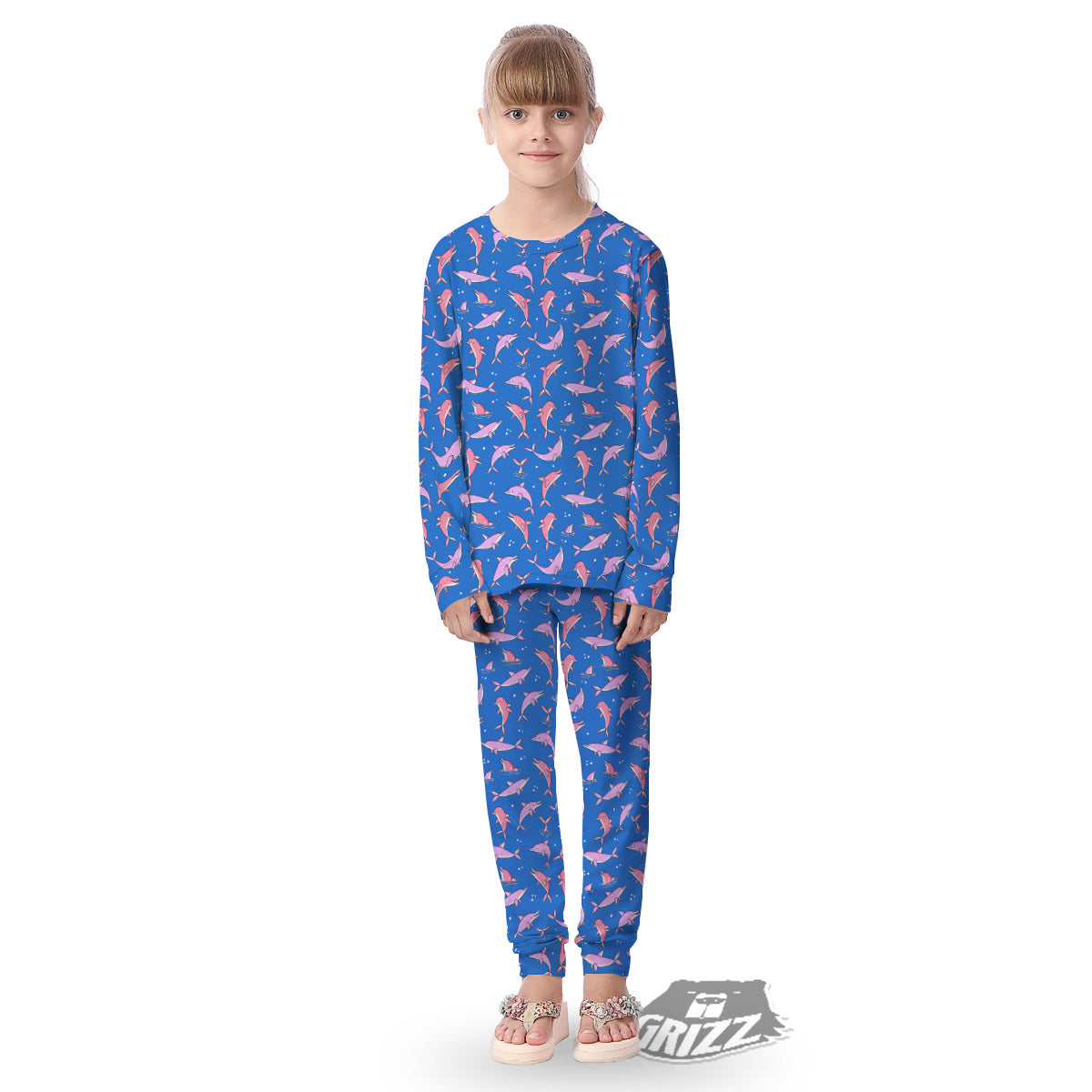 Dolphin Colorful Print Pattern Kid's Pajamas-grizzshop
