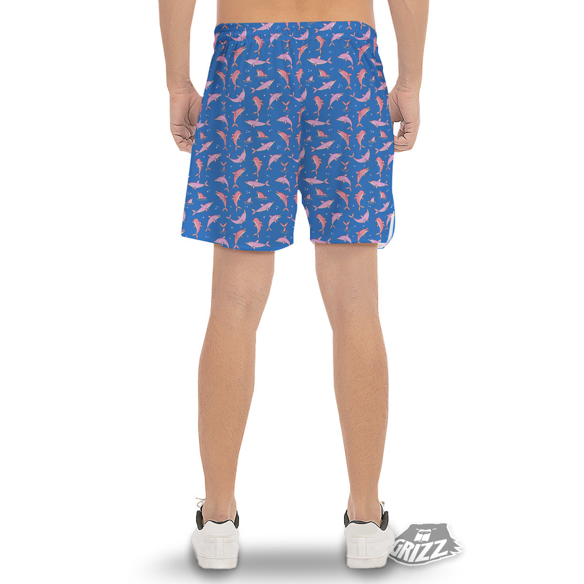 Dolphin Colorful Print Pattern Men's Gym Shorts-grizzshop