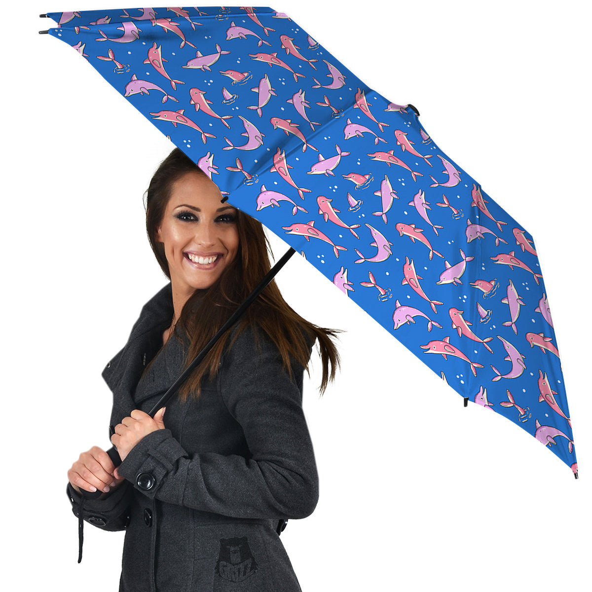 Dolphin Colorful Print Pattern Umbrella-grizzshop