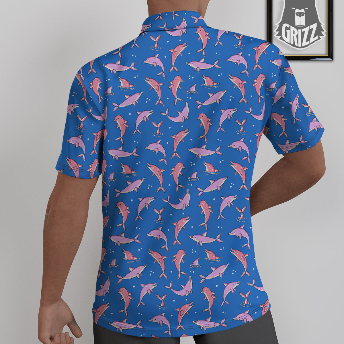 Dolphin Colorful Print Pattern Untucked Shirts-grizzshop