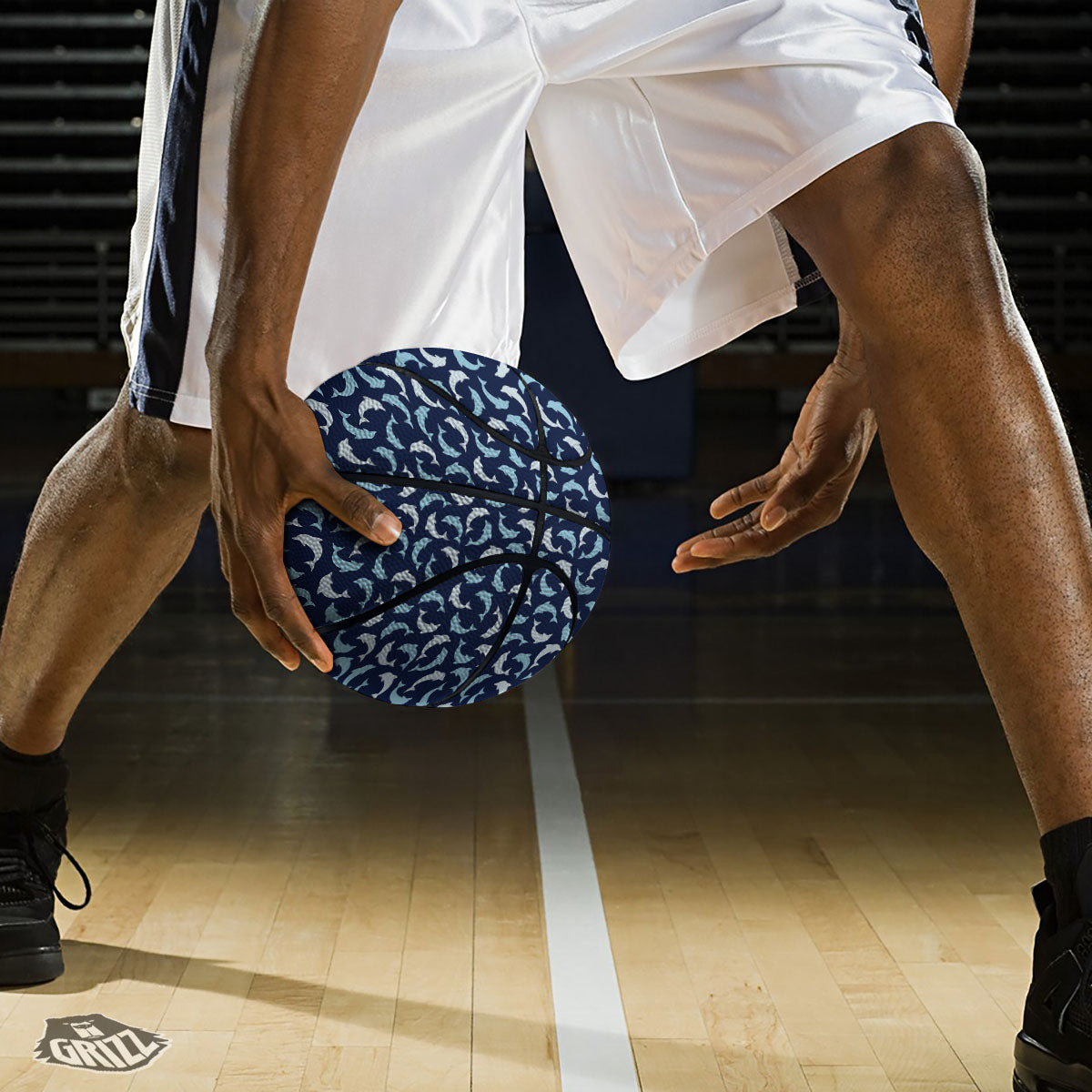 Dolphin Dark Blue Print Pattern Basketball-grizzshop