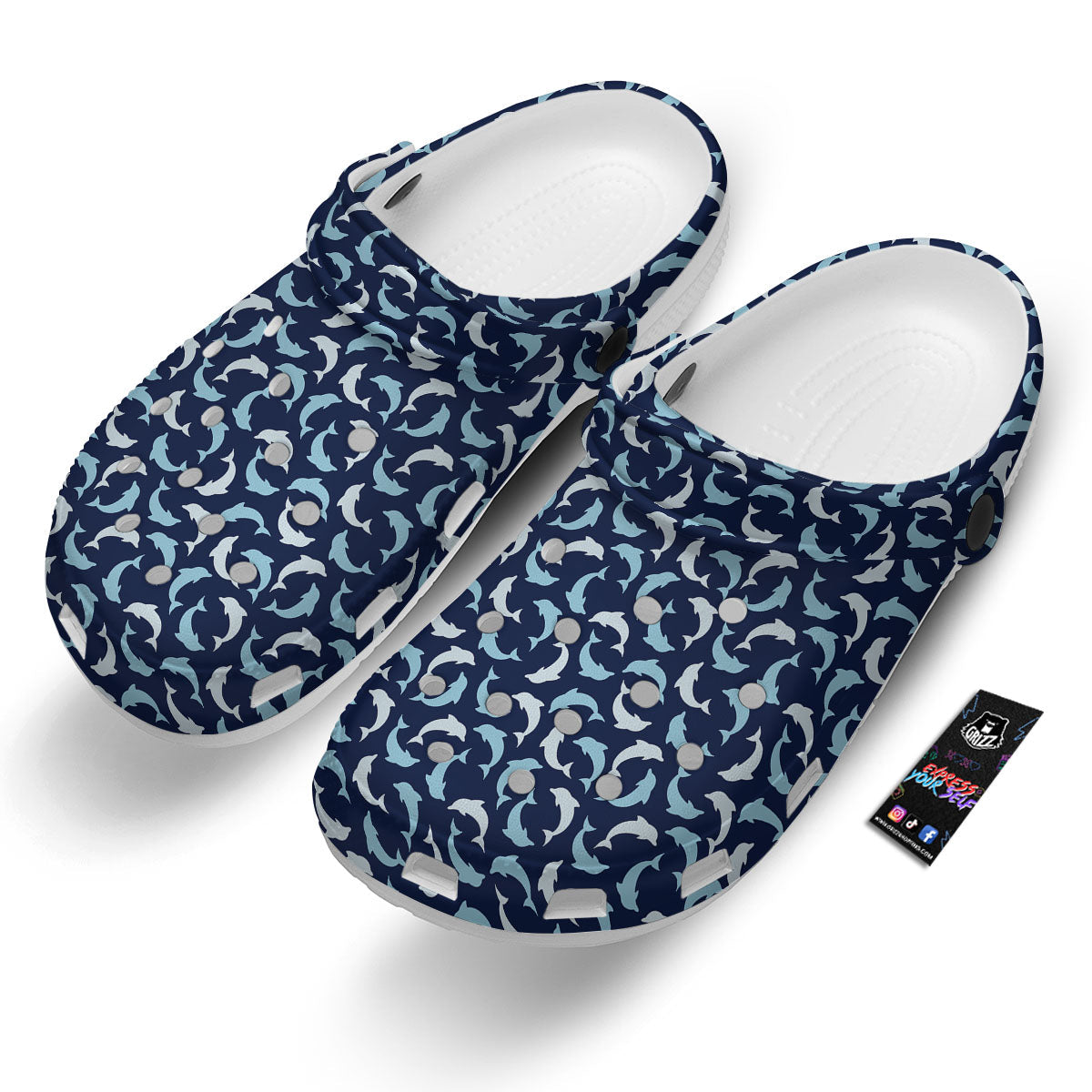 Dolphin Dark Blue Print Pattern Clog-grizzshop