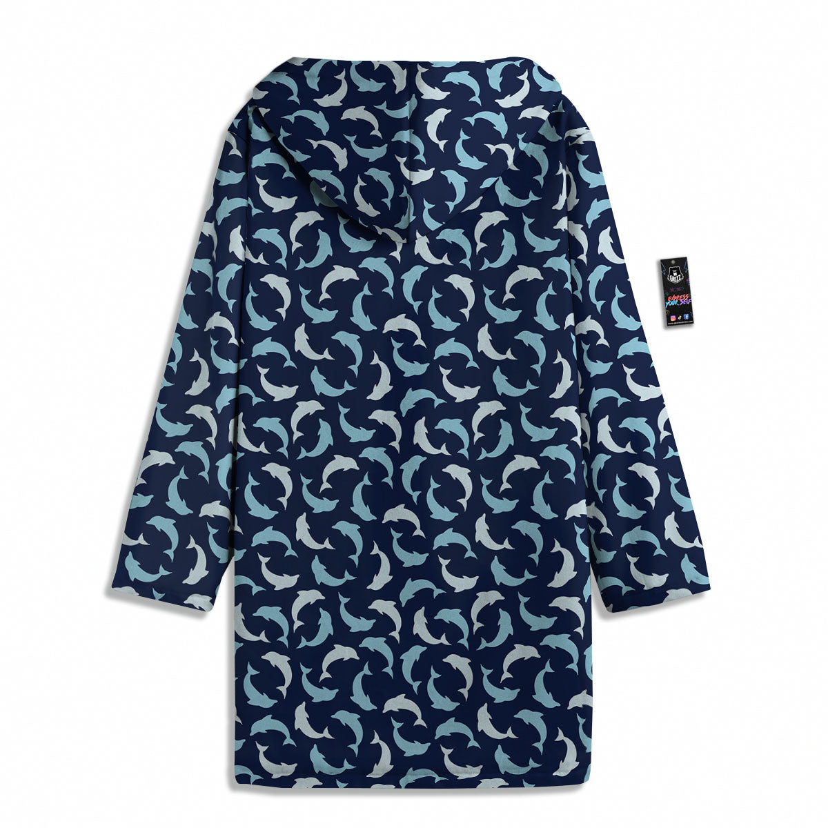 Dolphin Dark Blue Print Pattern Men's Windbreaker Jacket-grizzshop