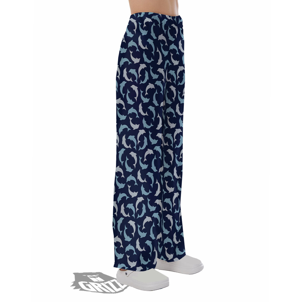 Dolphin Dark Blue Print Pattern Pajama Pants-grizzshop