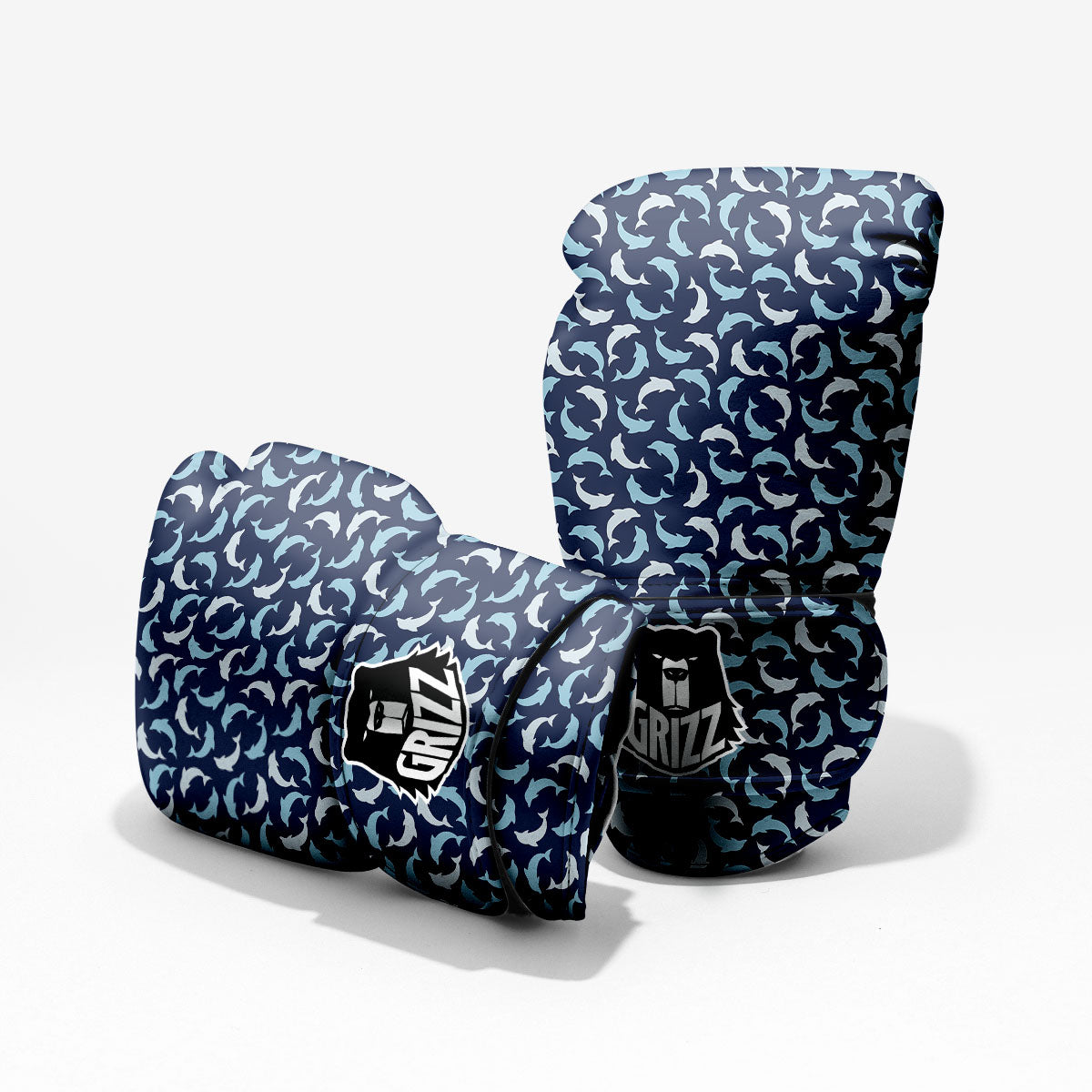 Dolphin Dark Blue Print Pattern Pro Boxing Glove