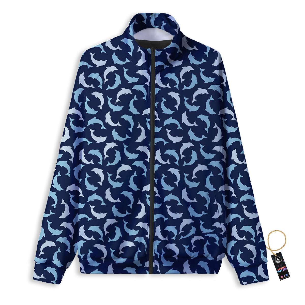 Dolphin Dark Blue Print Pattern Track Jacket-grizzshop