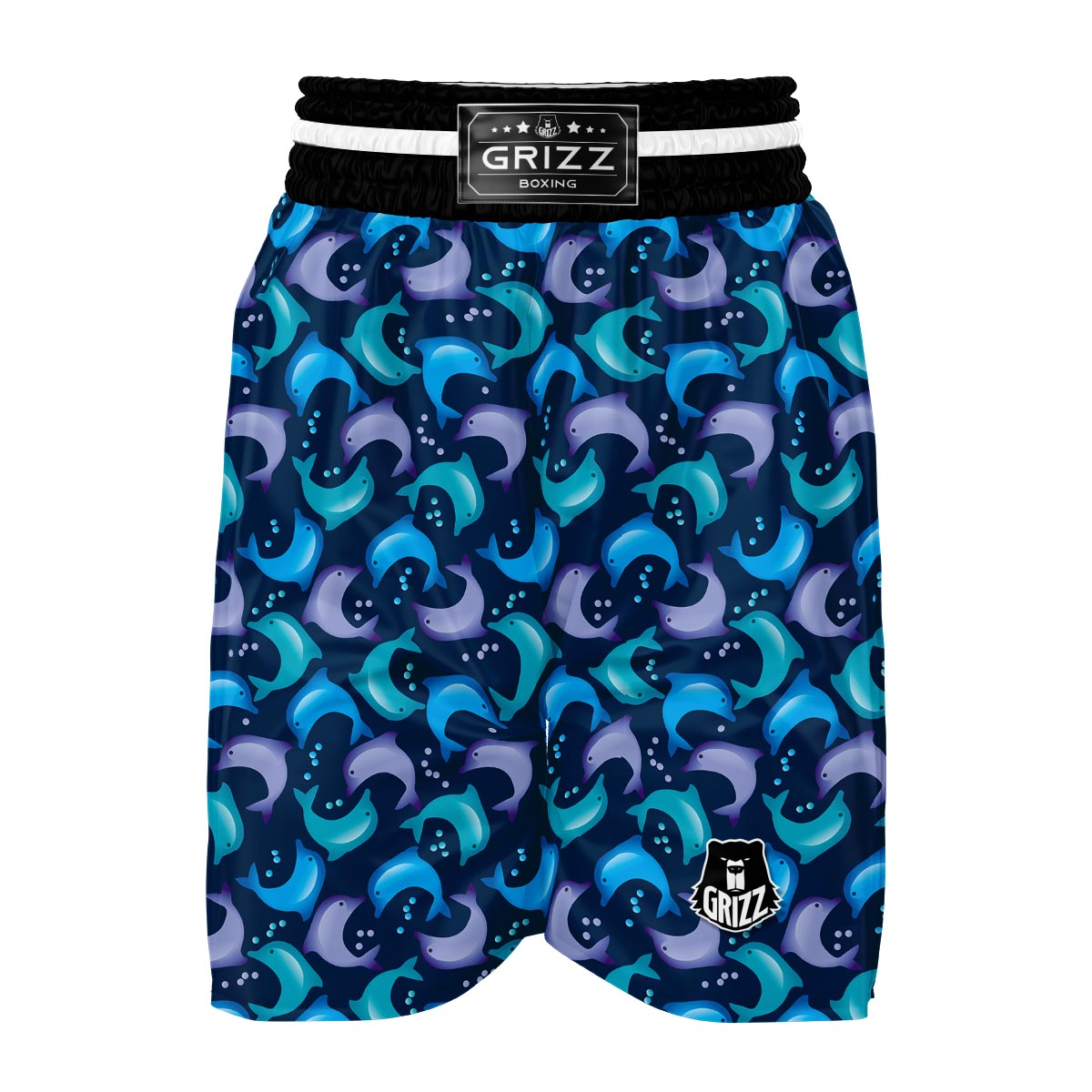 Dolphin Pattern Print Boxing Shorts-grizzshop