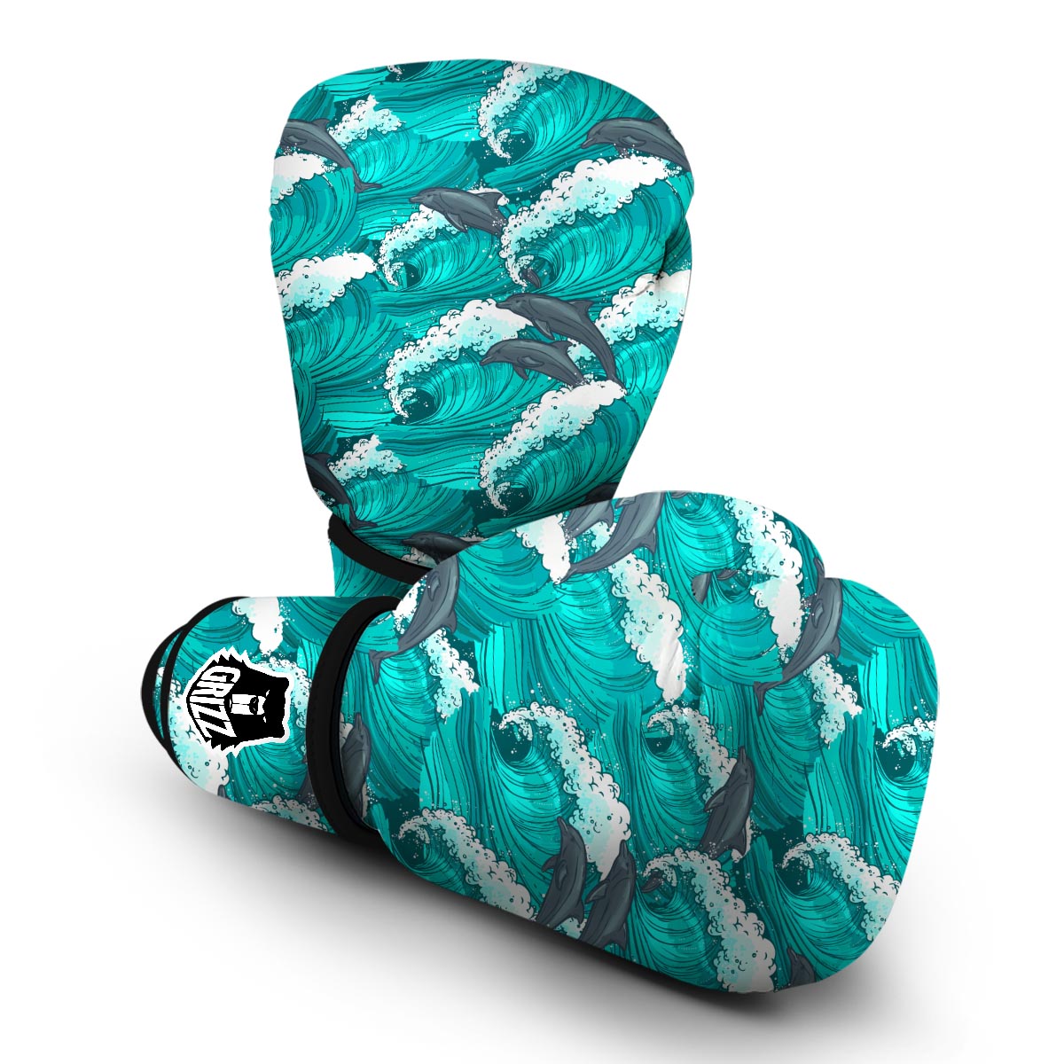 Dolphin Wave Pattern Print Boxing Gloves-grizzshop