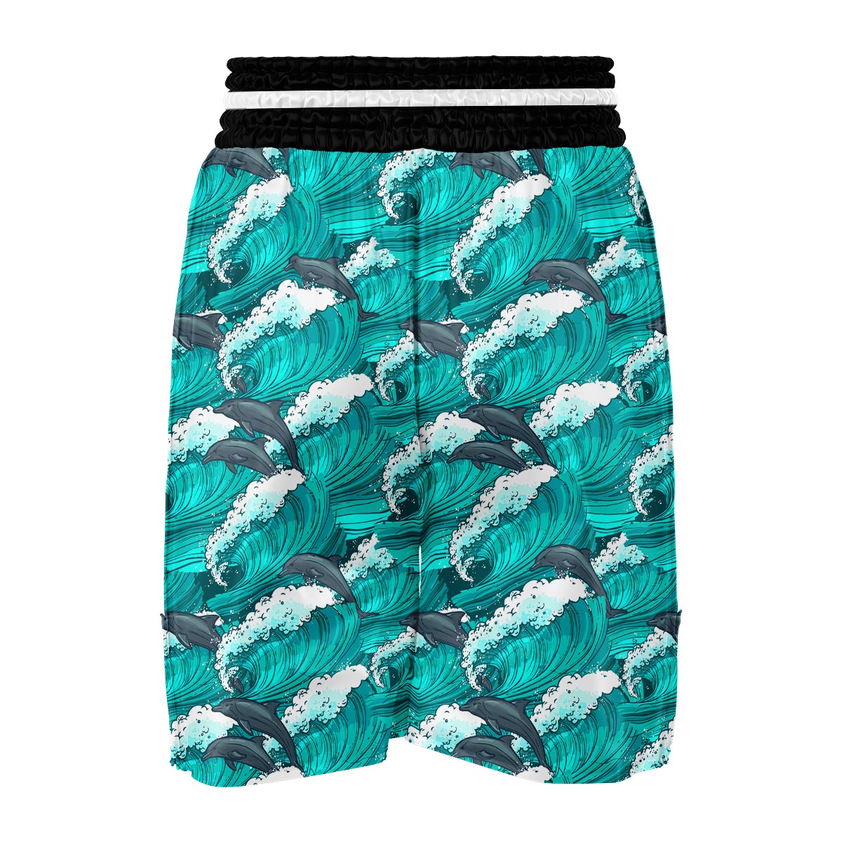 Dolphin Wave Pattern Print Boxing Shorts-grizzshop