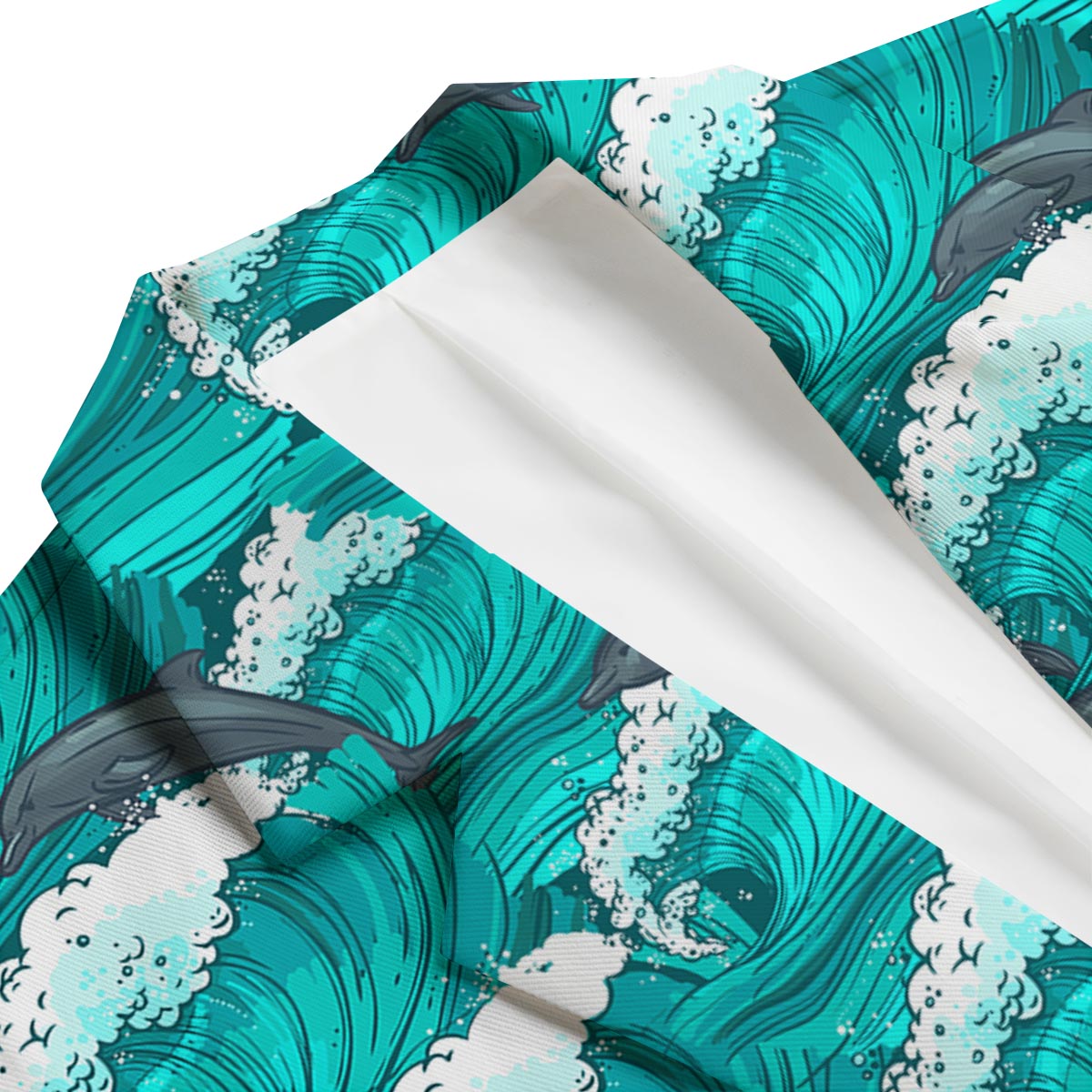 Dolphin Wave Pattern Print Men's Blazer-grizzshop