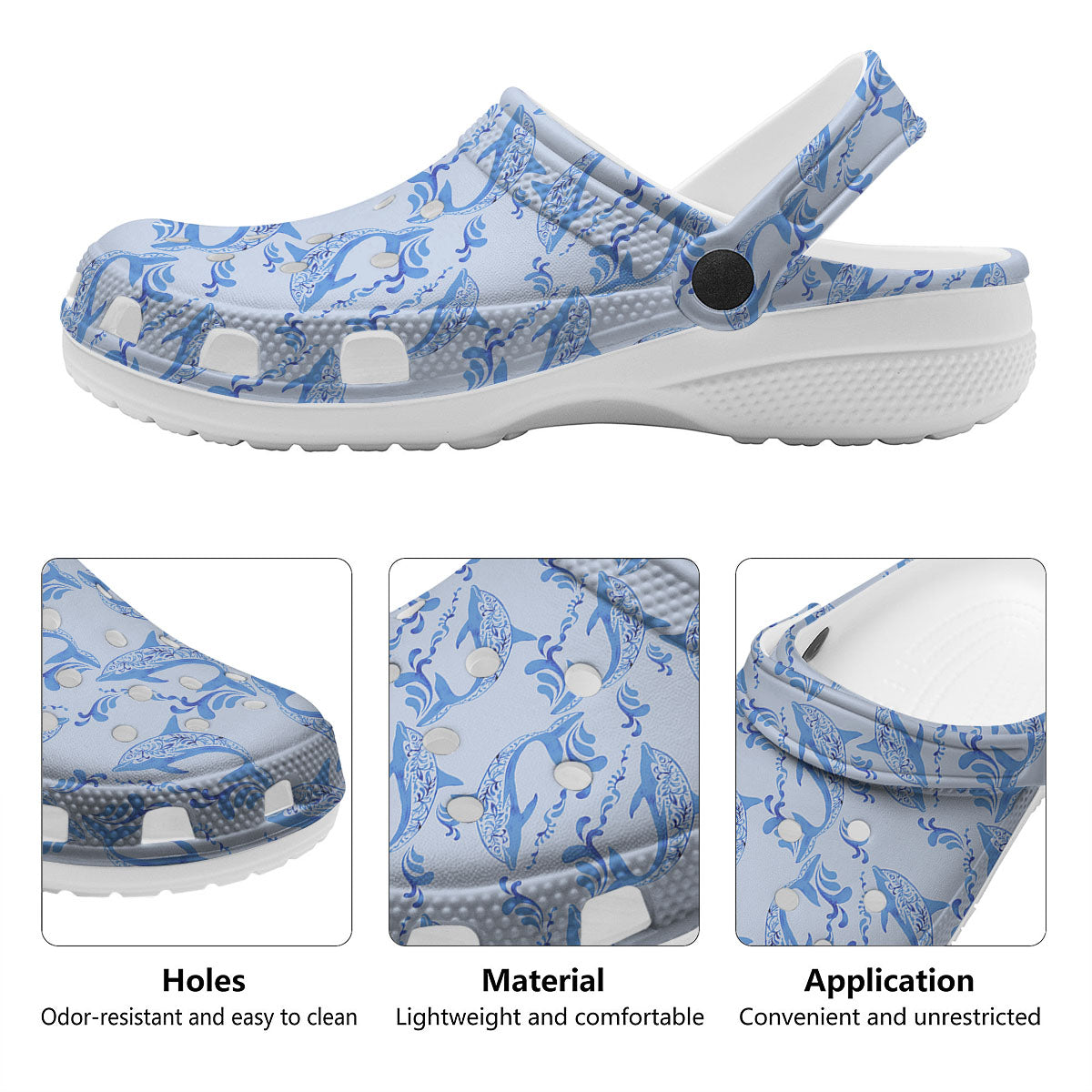Dolphins Blue Print Pattern Clog-grizzshop