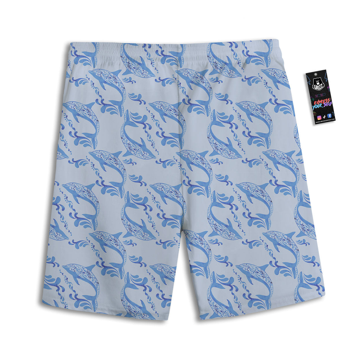 Dolphins Blue Print Pattern Men's Athletic Shorts