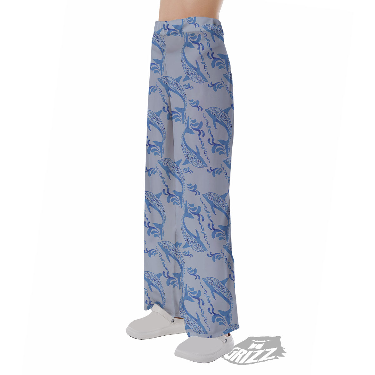 Dolphins Blue Print Pattern Pajama Pants-grizzshop